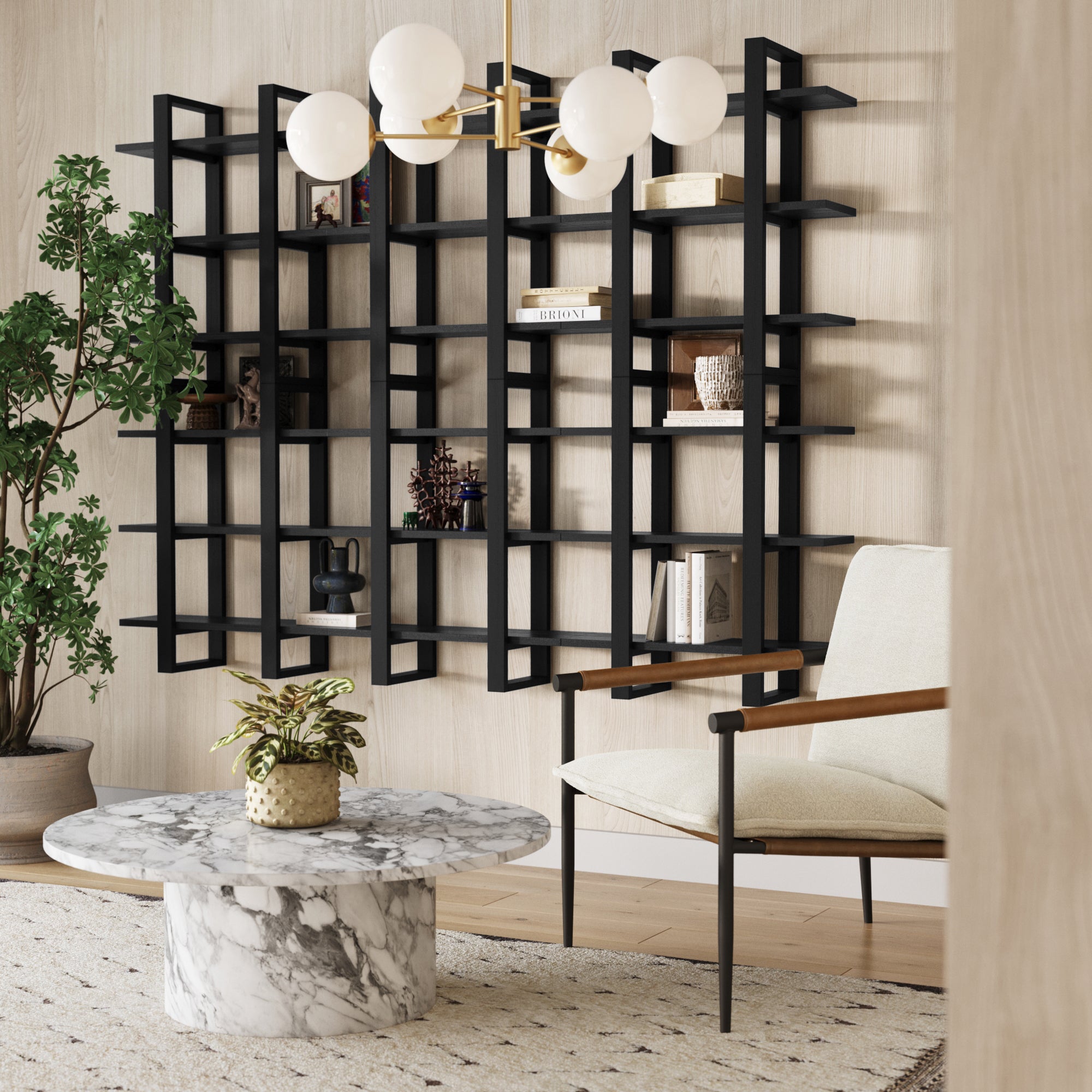 Solid Wood Modular Floating Wall Shelf Black Oak (Set of 6) - Nathan James