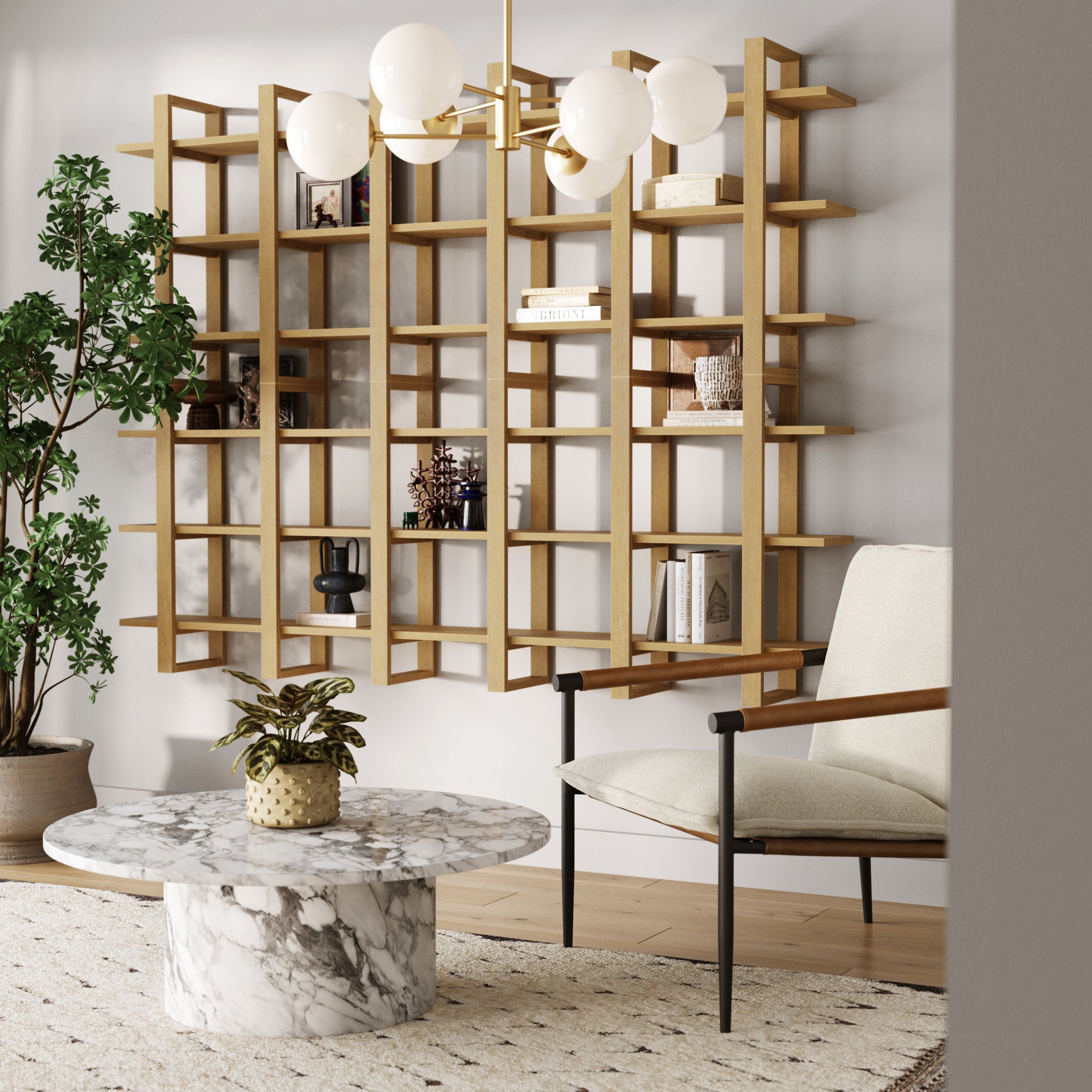 Solid Wood Modular Floating Wall Shelf Light Brown (Set of 6)