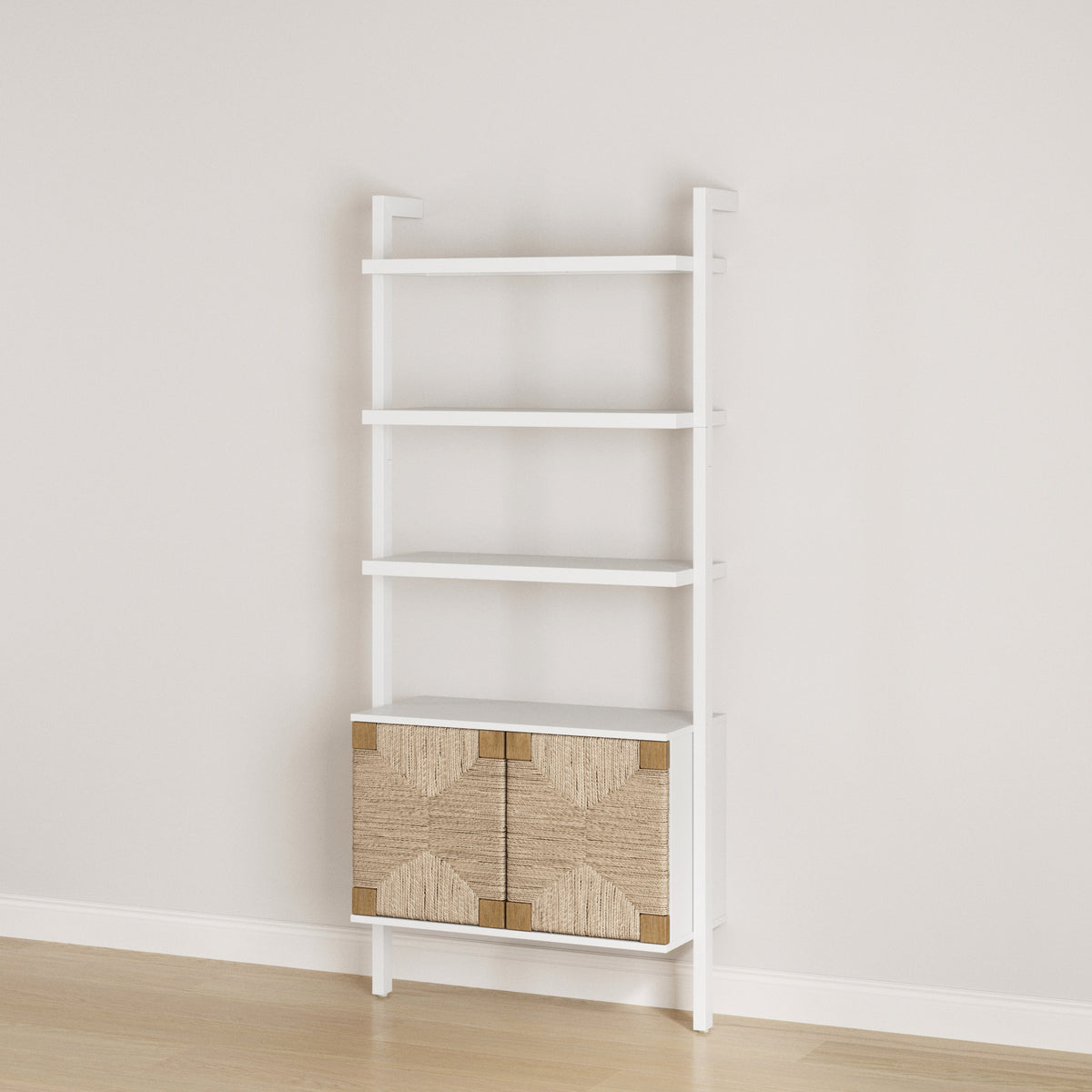 Seagrass Wall Bookshelf with Doors White