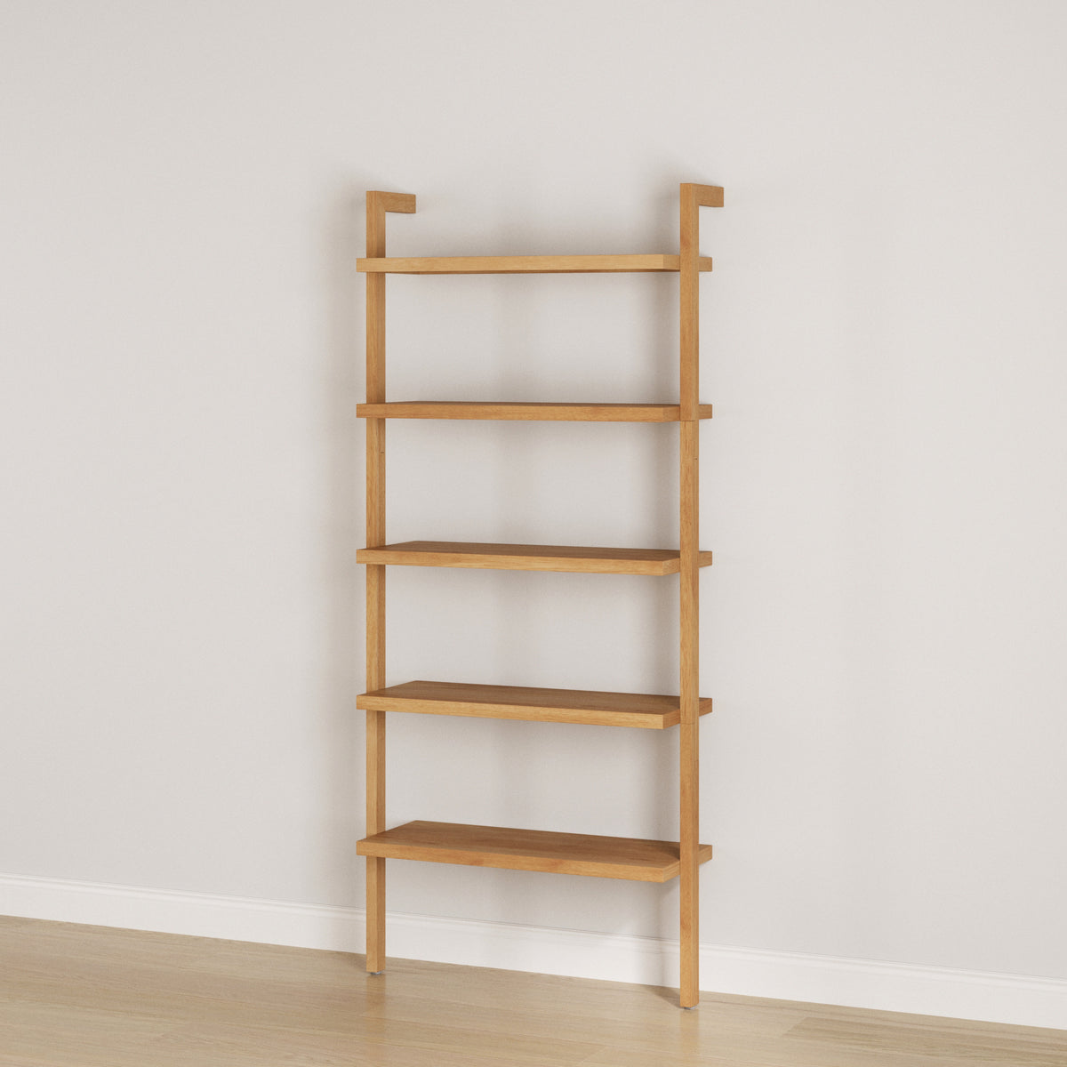 Wood 5-Shelf Ladder Wall Bookshelf Warm Pine - Nathan James