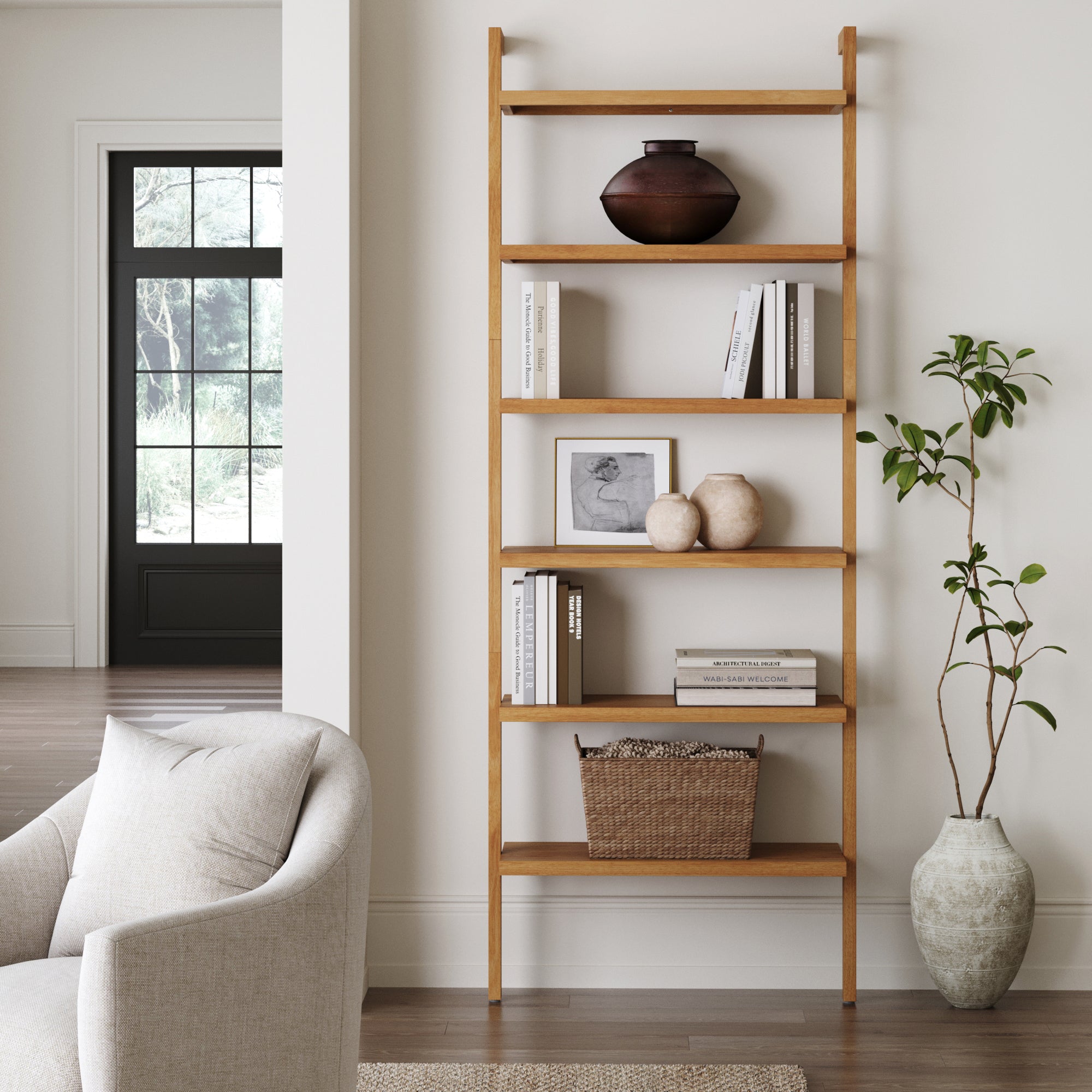 Beacon Bookshelf Solid Wood Warm Pine 6-Shelf | Nathan James