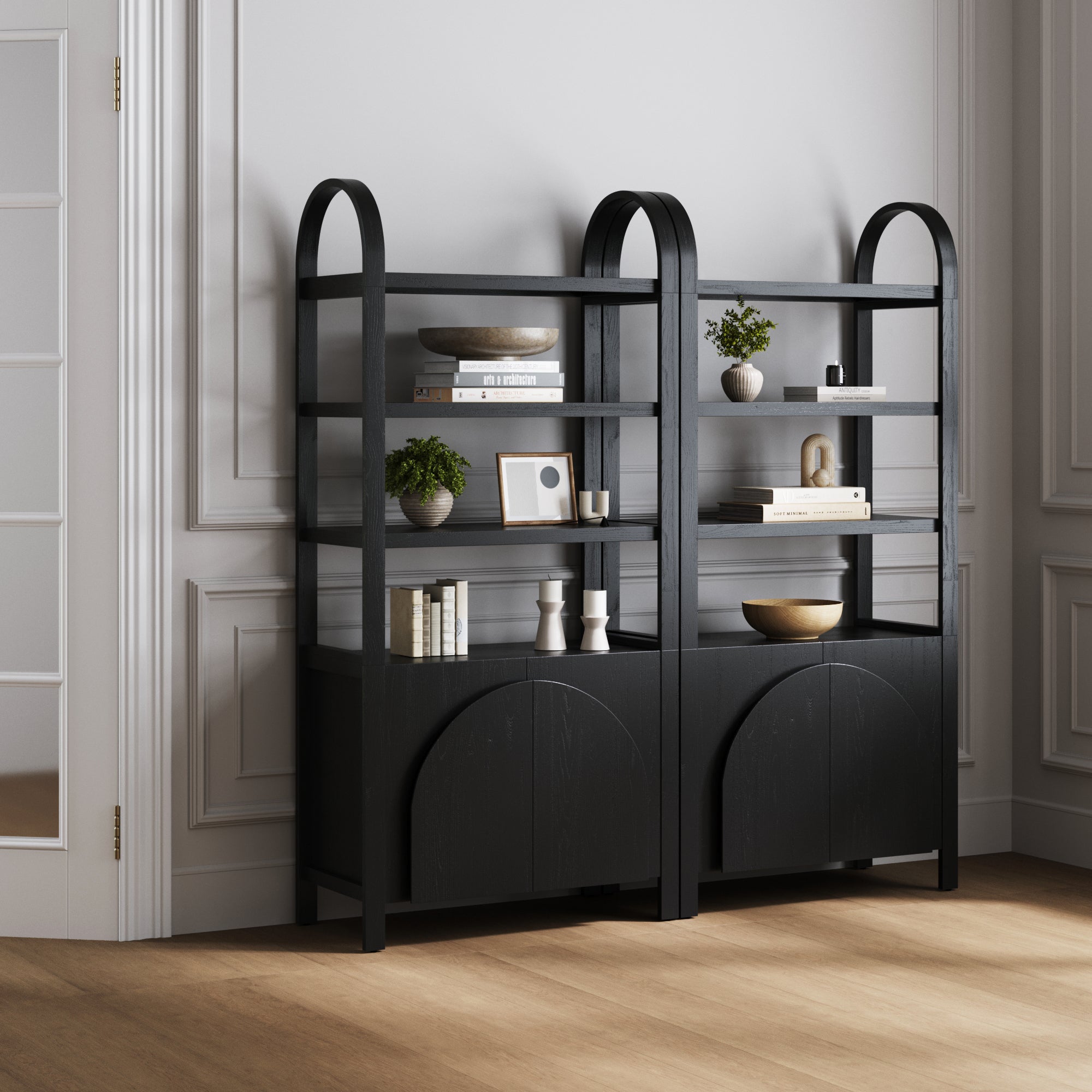 Iris Bookshelf Black Metal Set of 2 Arched | Nathan James