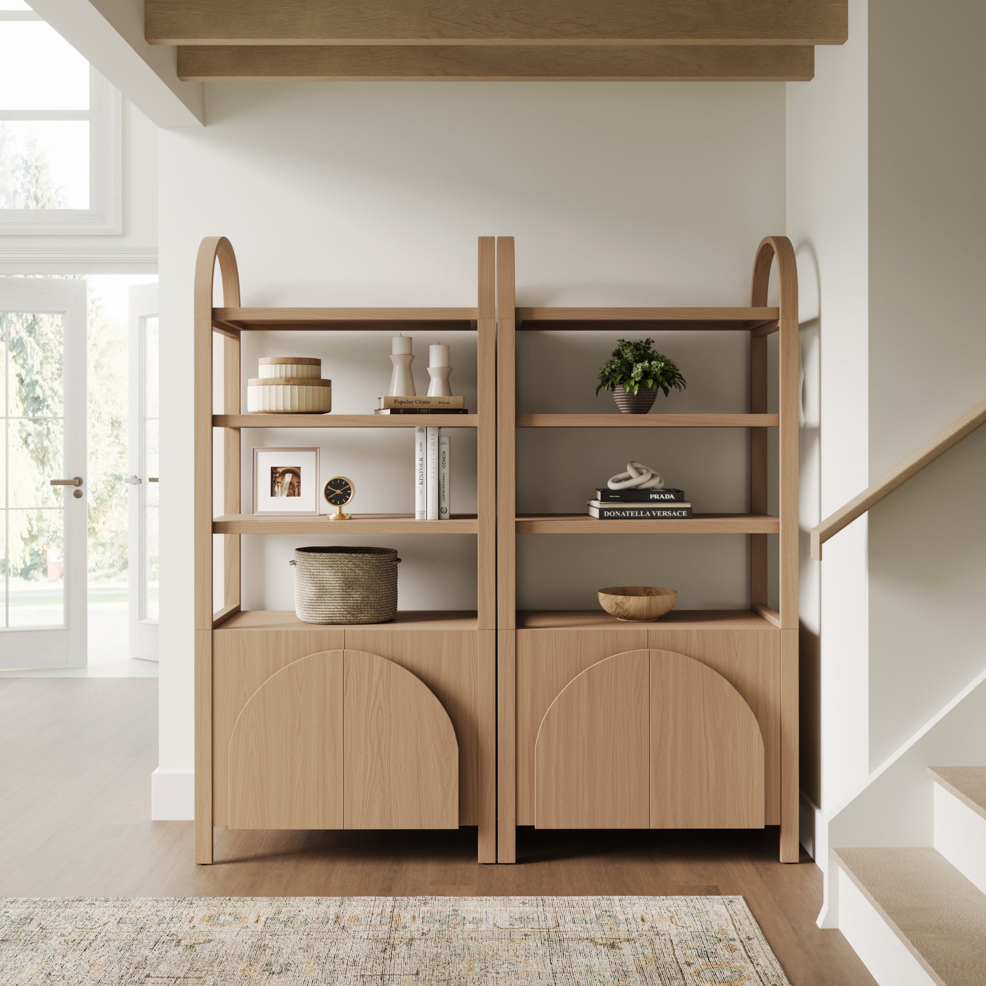 Iris Bookshelf Raw Oak Set of 2 Arched | Nathan James