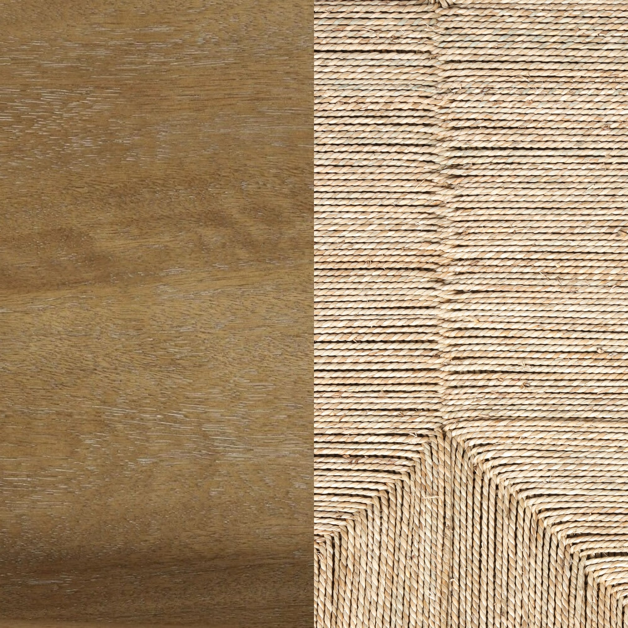Side-by-side comparison of smooth wood texture on the left and a close-up of stacked corrugated cardboard with visible layers and edges on the right.