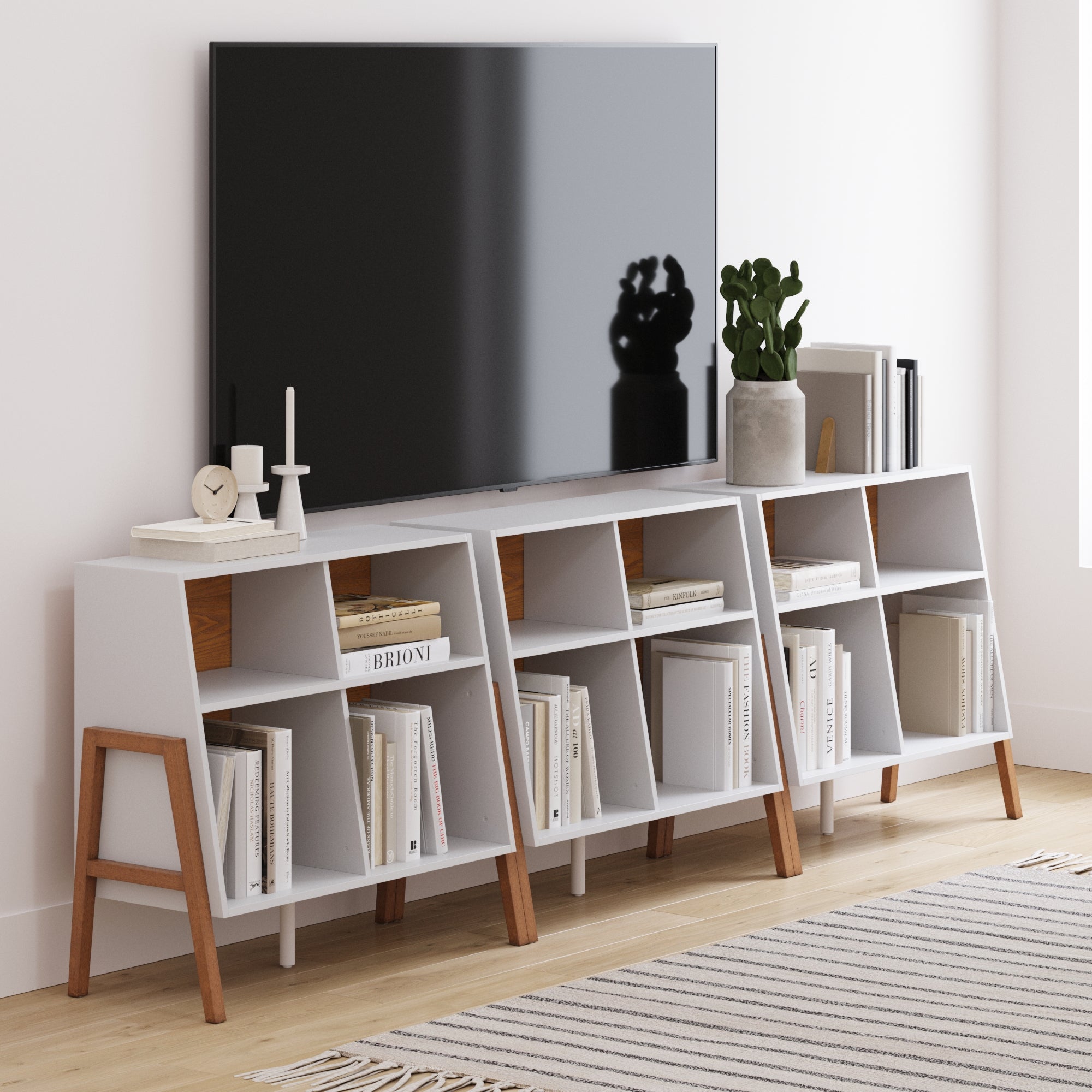 Telos Mid-Century White Storage Organizer Set of 3 | Nathan James