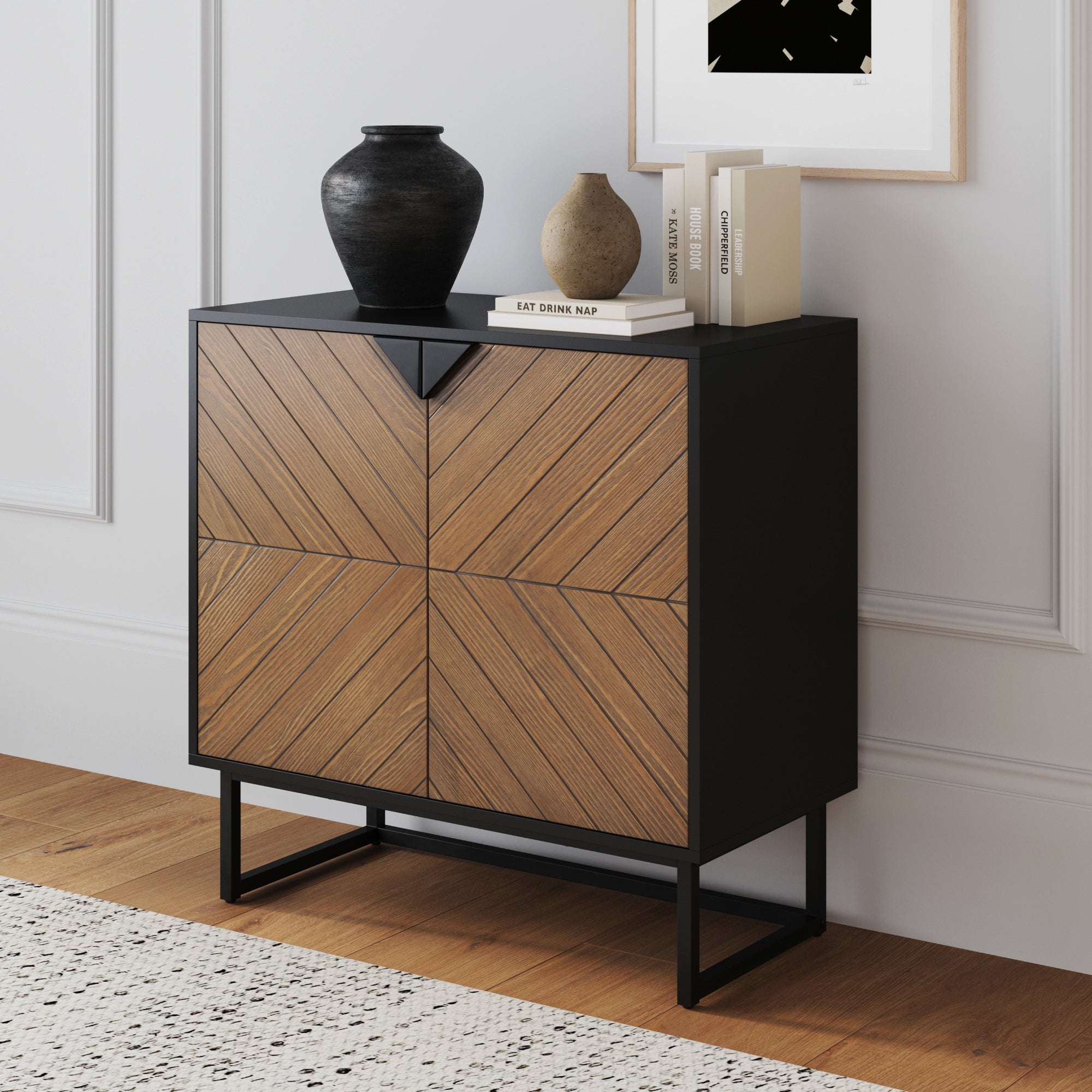 Wood 2-Door Storage Cabinet Brushed Fir