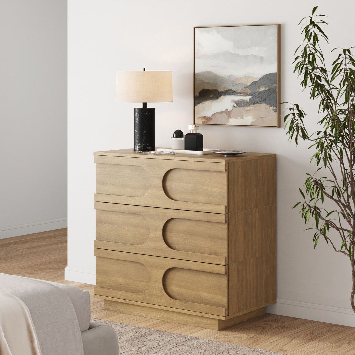 Mid-Century Modern Wood Stackable 3-Drawer Dresser Brown - Nathan James