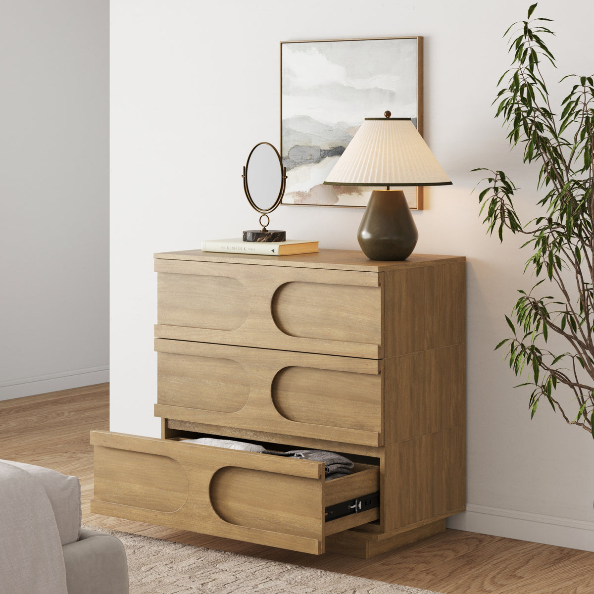 Mid Century Modern Wood Stackable Dresser Drawer Brown - Nathan James
