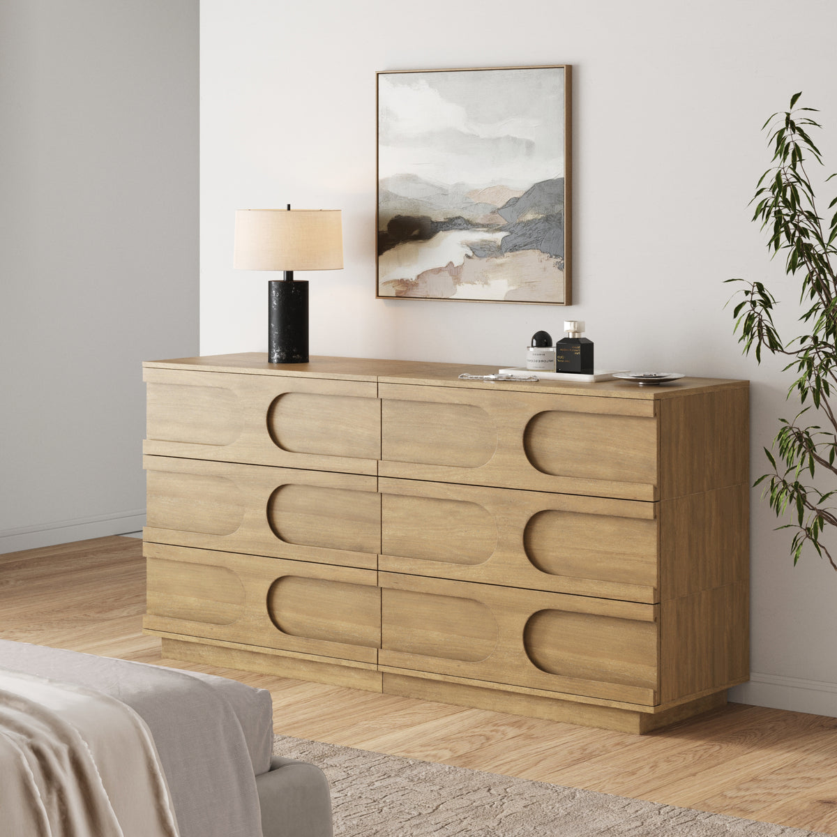 Mid-Century Modern Wood Stackable 3-Drawer Dresser Brown (Set of 2)
