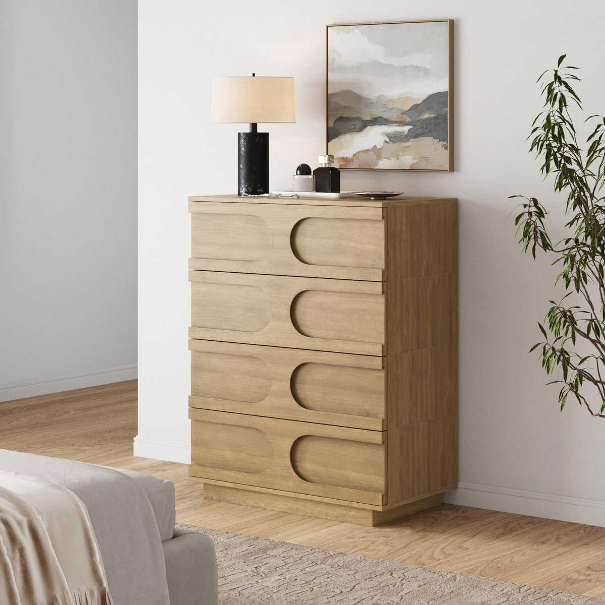 4 drawer dresser brown Mid-Century Modern Wood Stackable 4-Drawer brown wood grain and