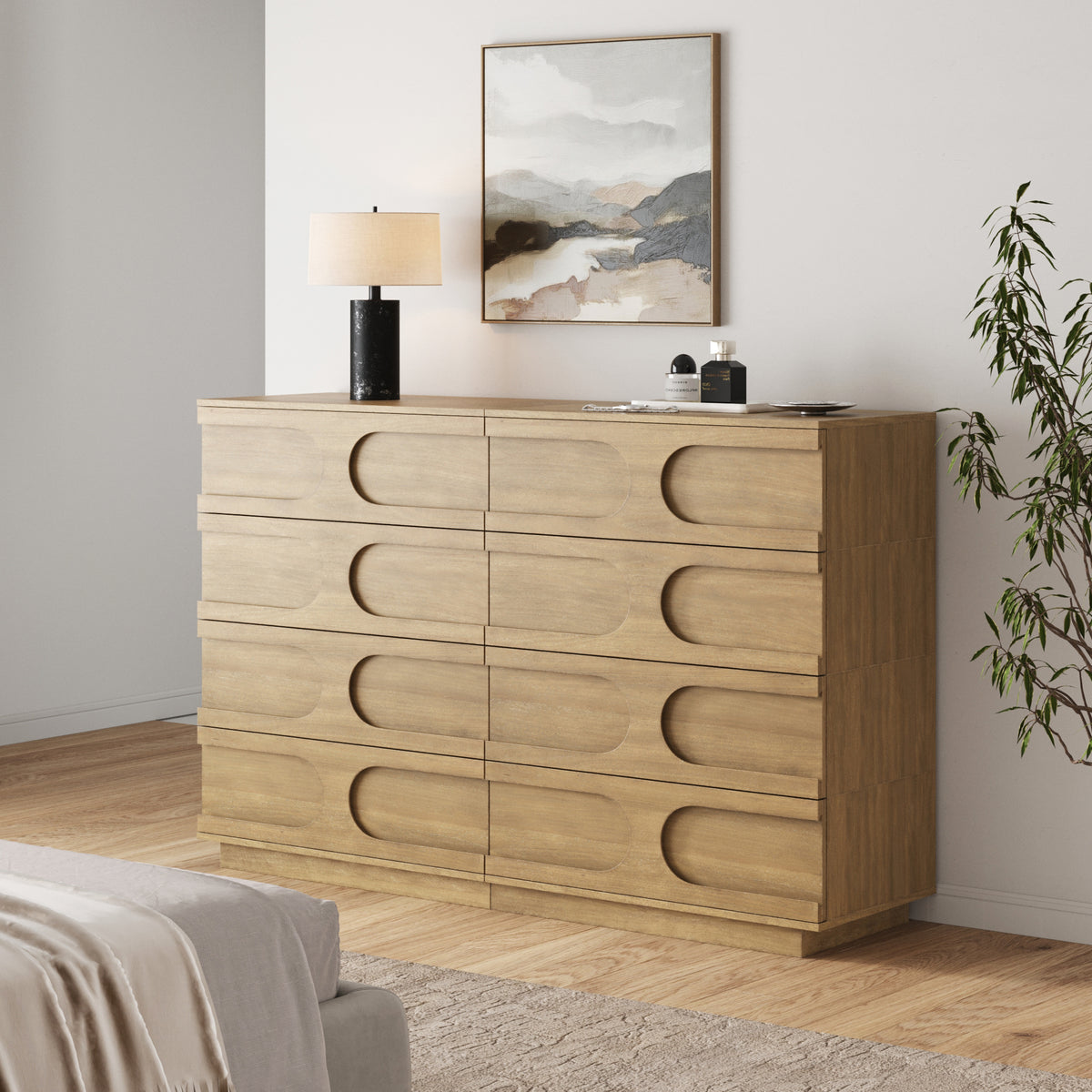 Mid-Century Modern Wood Stackable 4-Drawer Dresser Brown (Set of 2)
