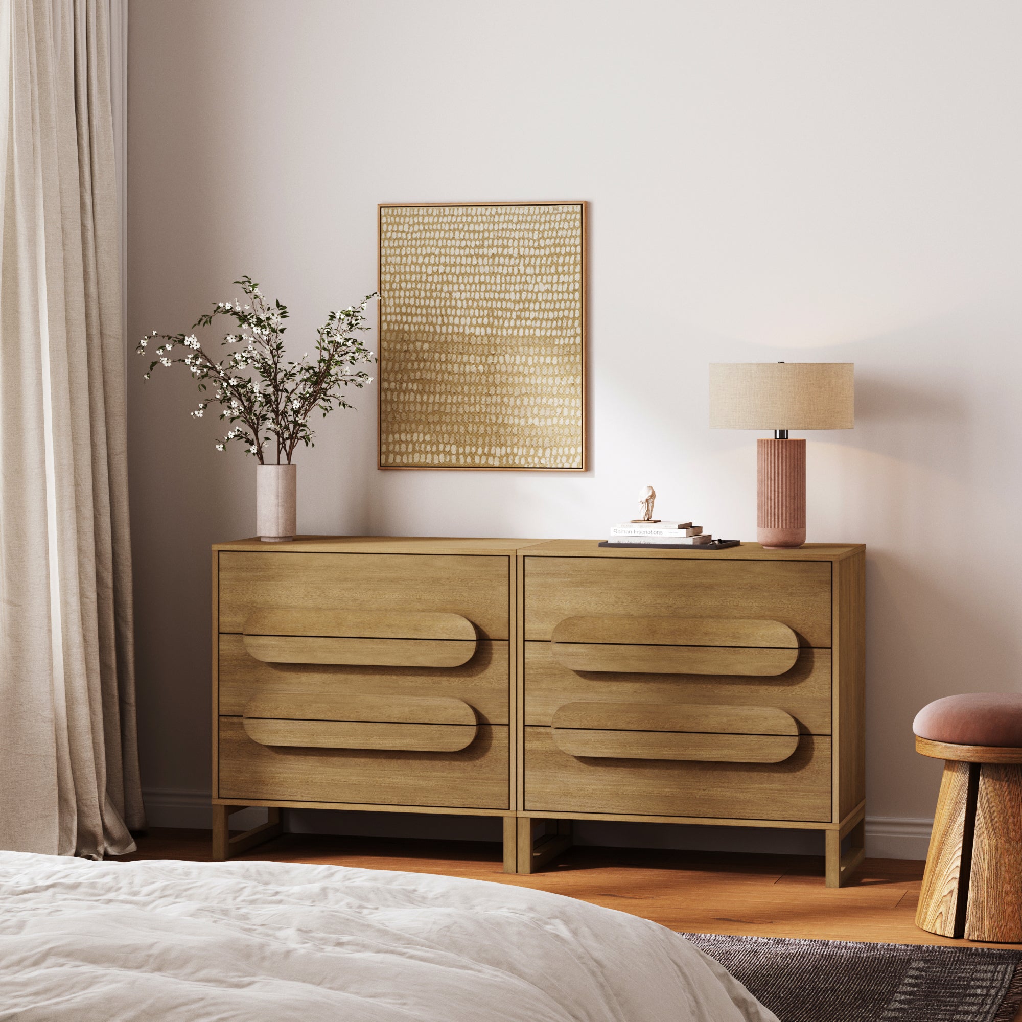 Modern 3-Drawer Solid Wood Dresser with Integrated Handles