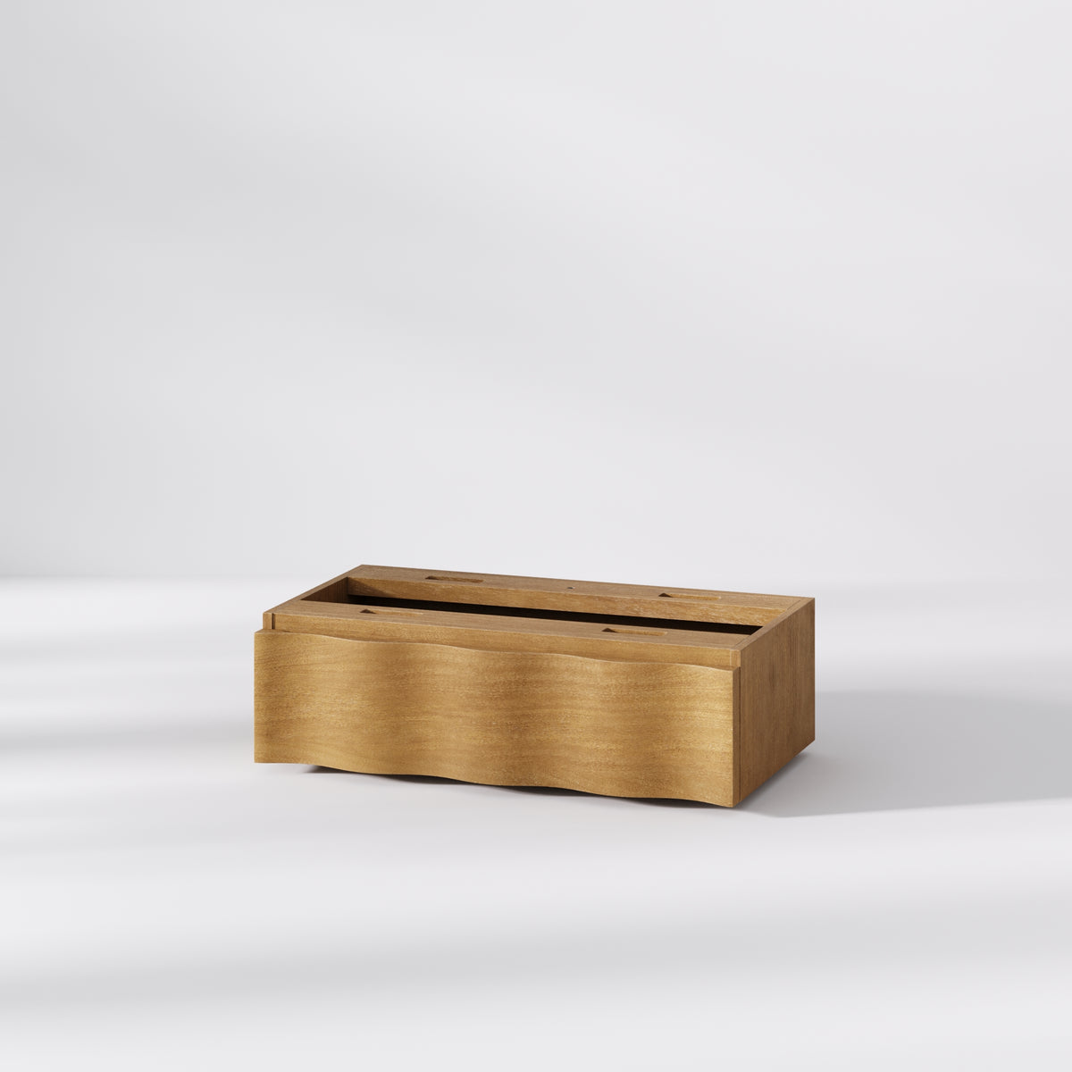 Modern Wood Wavy Dresser Drawer Light Brown