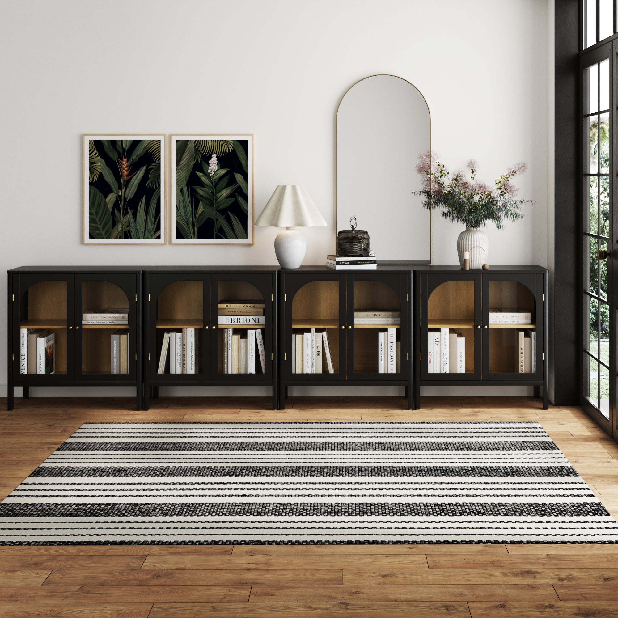 Arched Glass Door TV Console for 85" TVs Black - Nathan James