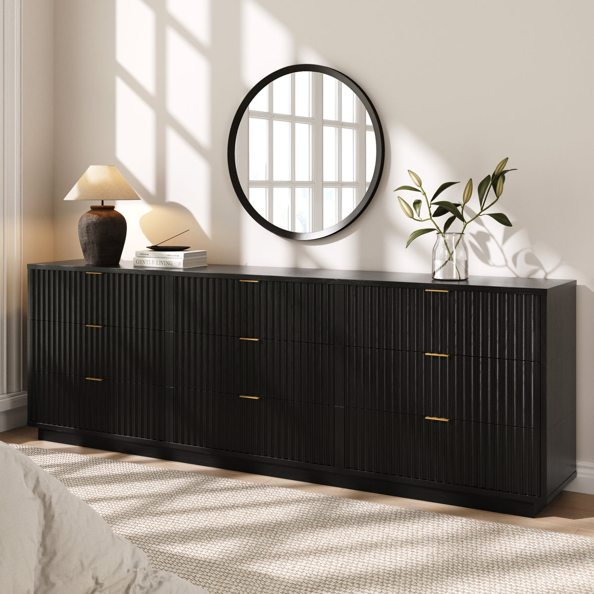 Modern Stackable 9-Drawer Modular Dresser Black Oak