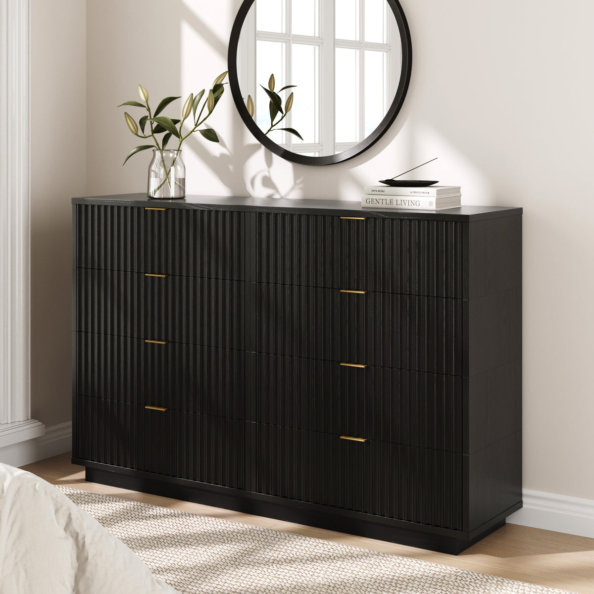Modern Stackable 8-Drawer Modular Dresser Black Oak