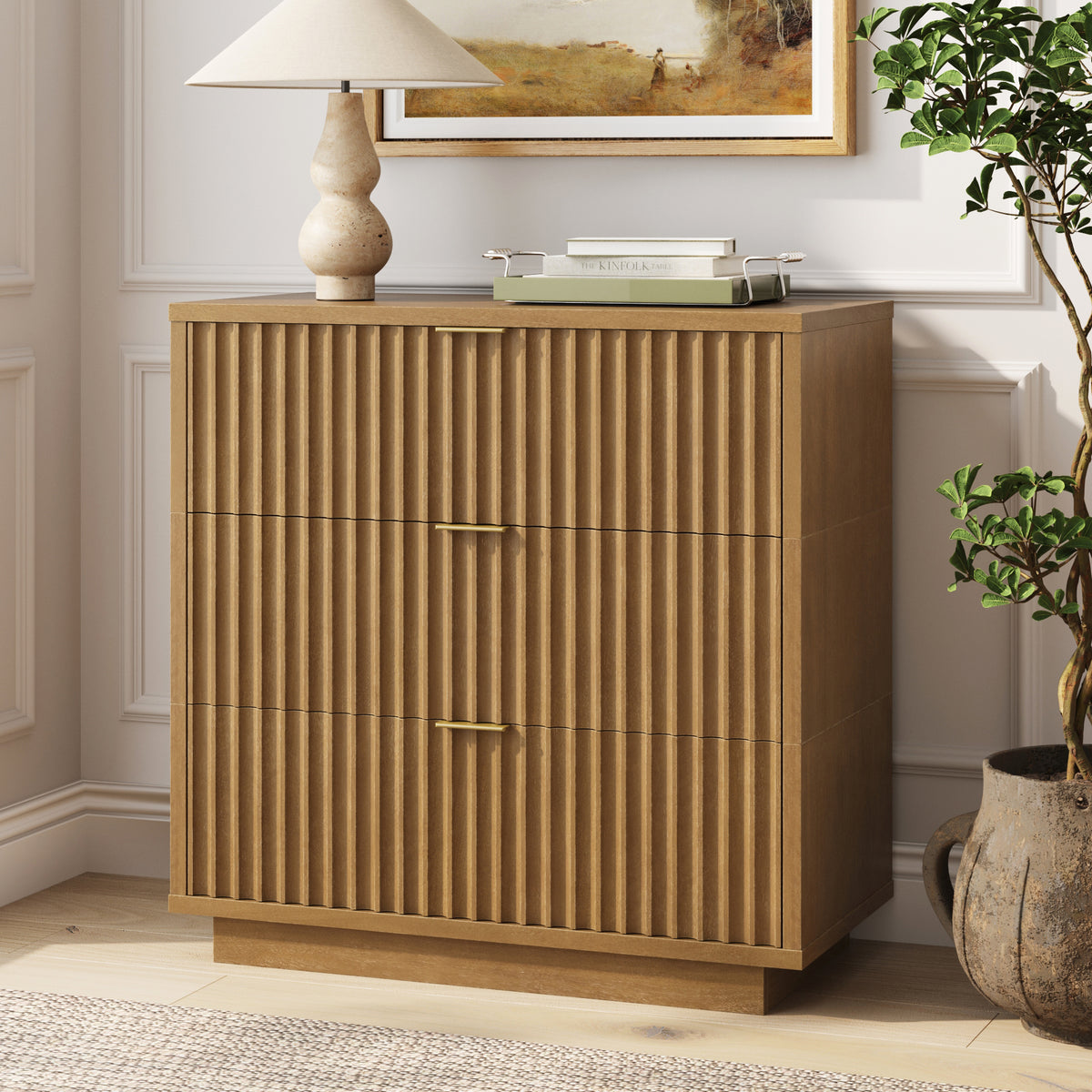 Modern Stackable 3-Drawer Modular Dresser Light Brown - Nathan James