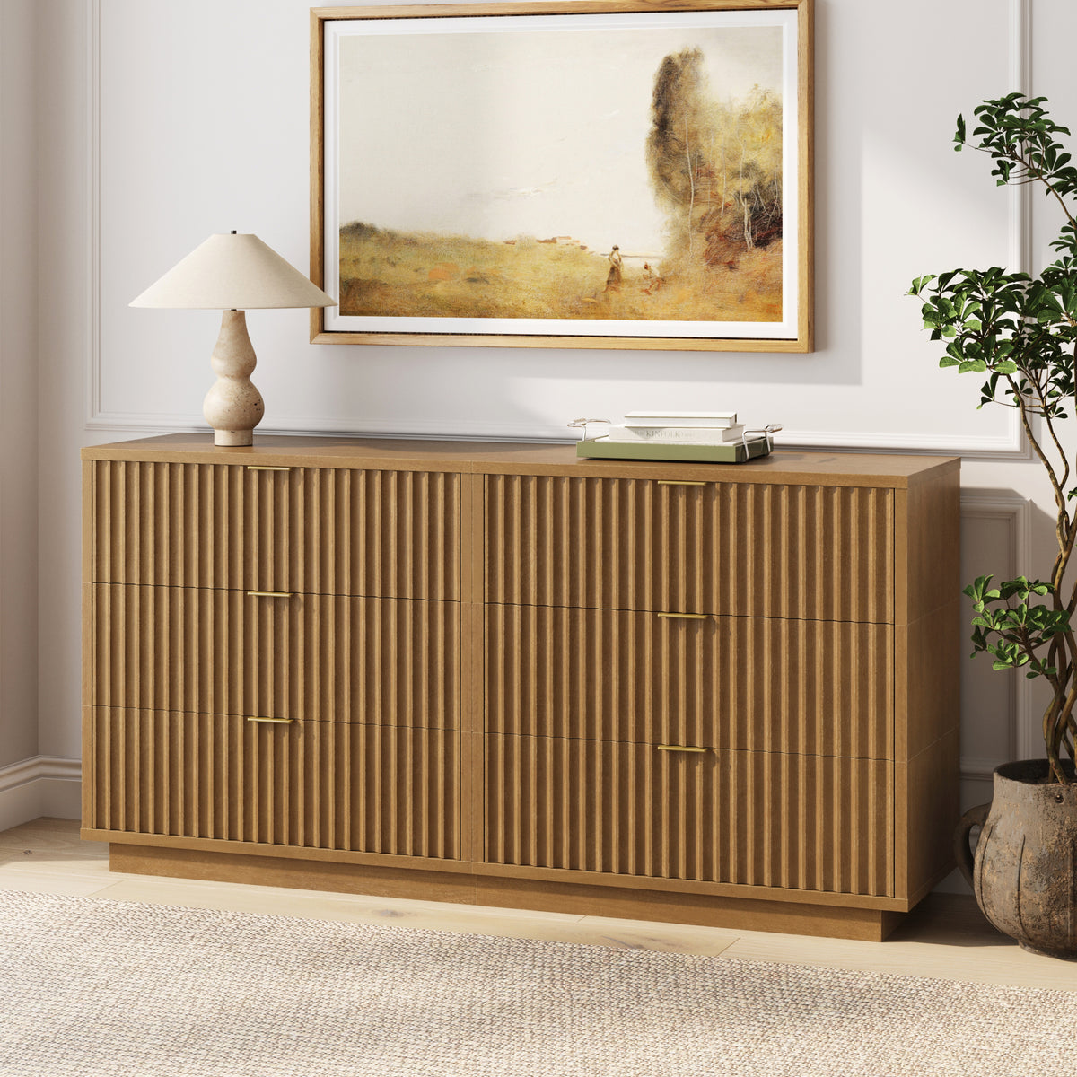 Modern Stackable Fluted Dresser Drawer Light Browm - Nathan James