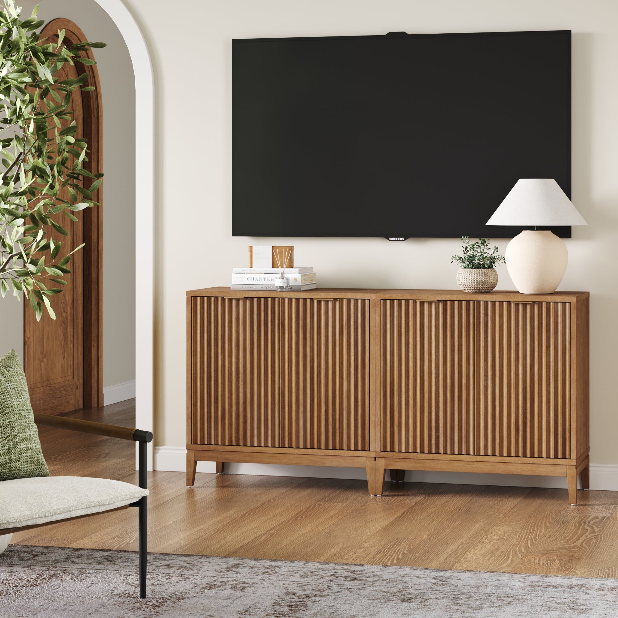 Jasper Modern Sideboard, Kitchen Storage Cabinet with Fluted Doors