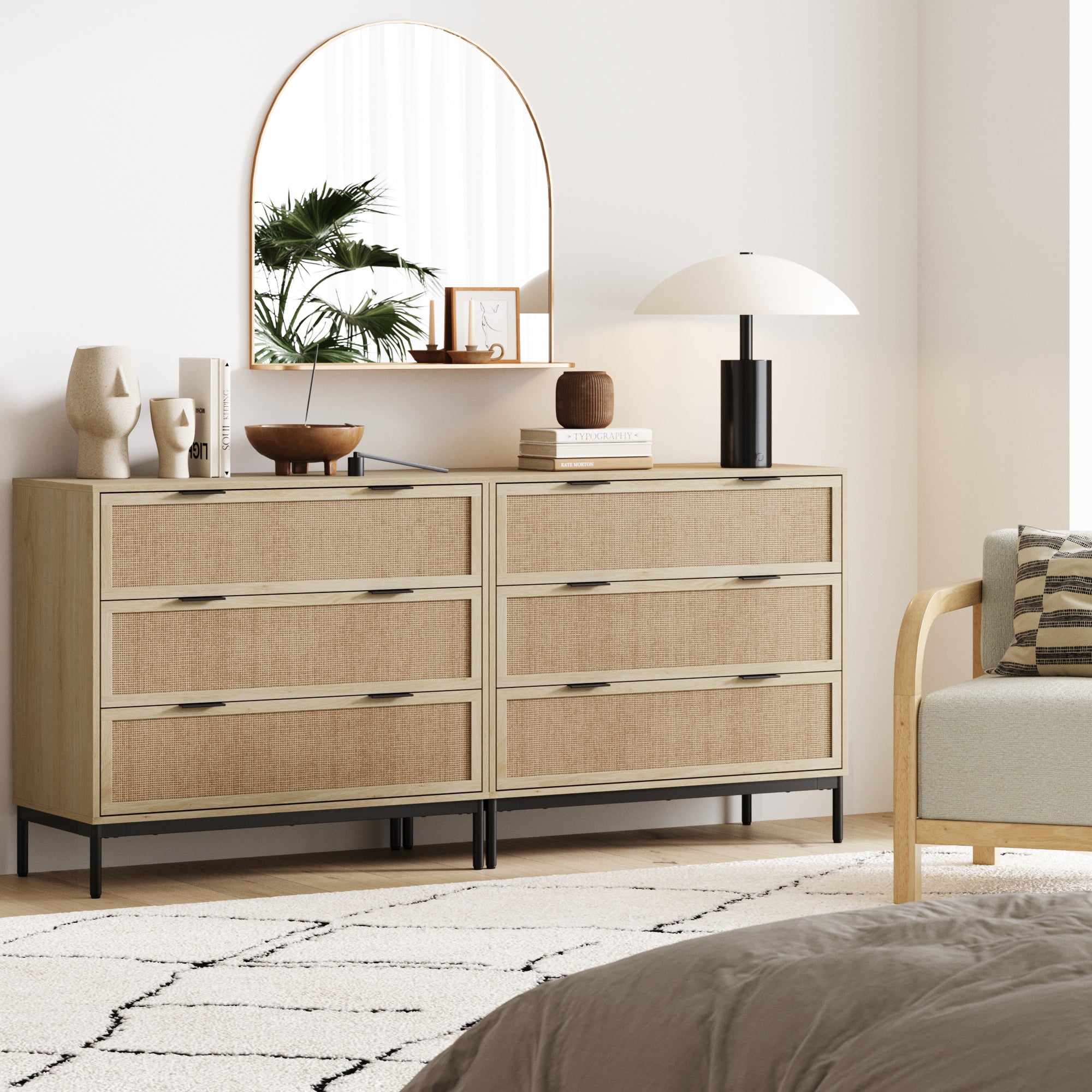 light wood dresser Nathan James Set of 2 Andrew 3 Drawer Rattan Dresser Light Oak
