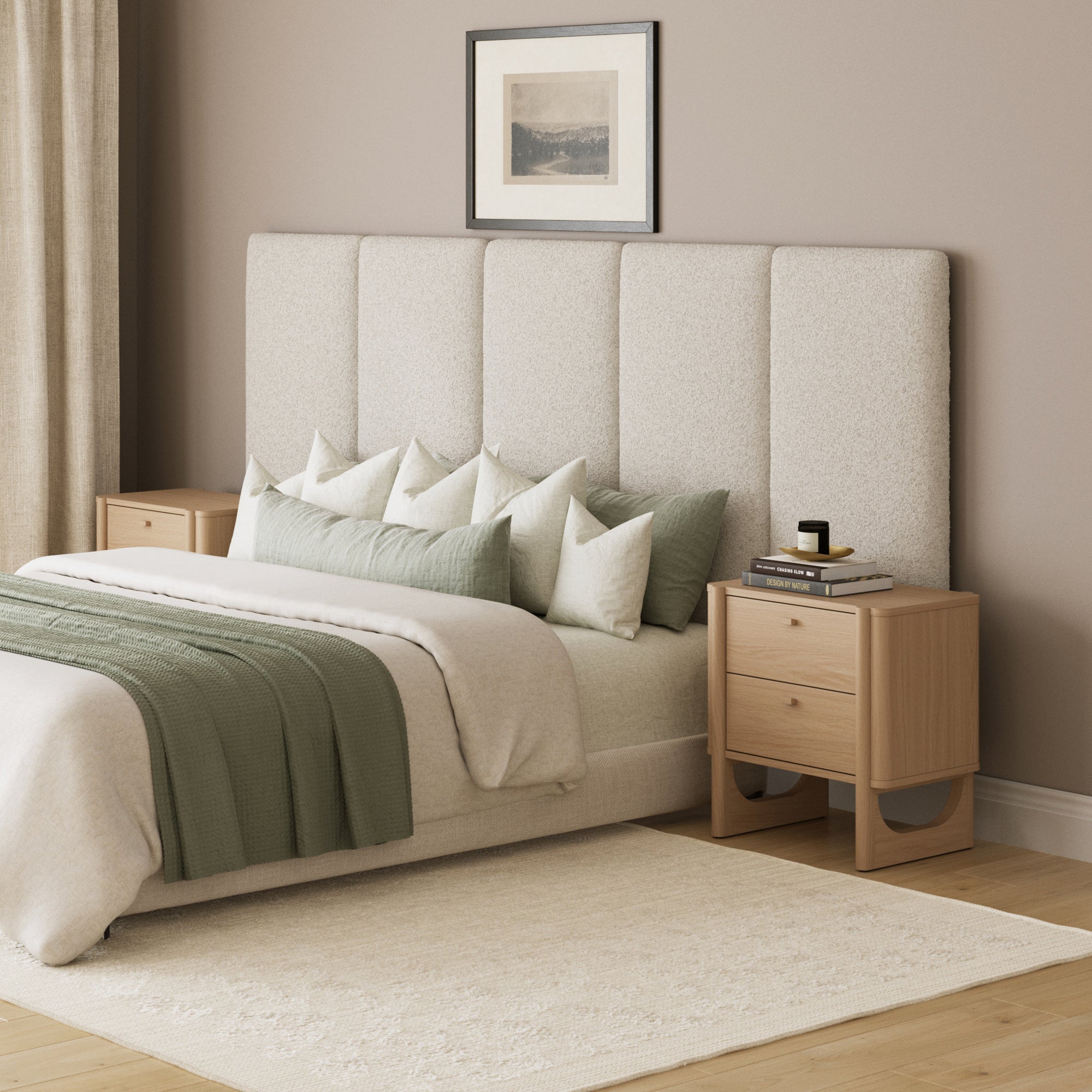 Queen Wall Mounted Boucle Headboard with Padding