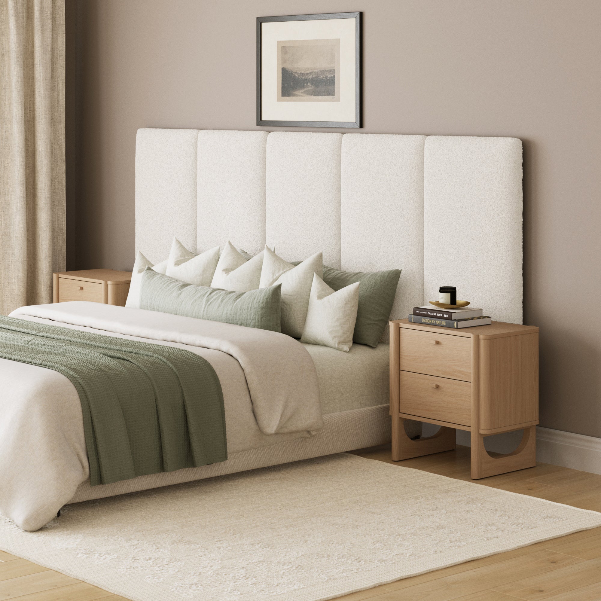 Queen Wall Mounted Boucle Headboard with Padding