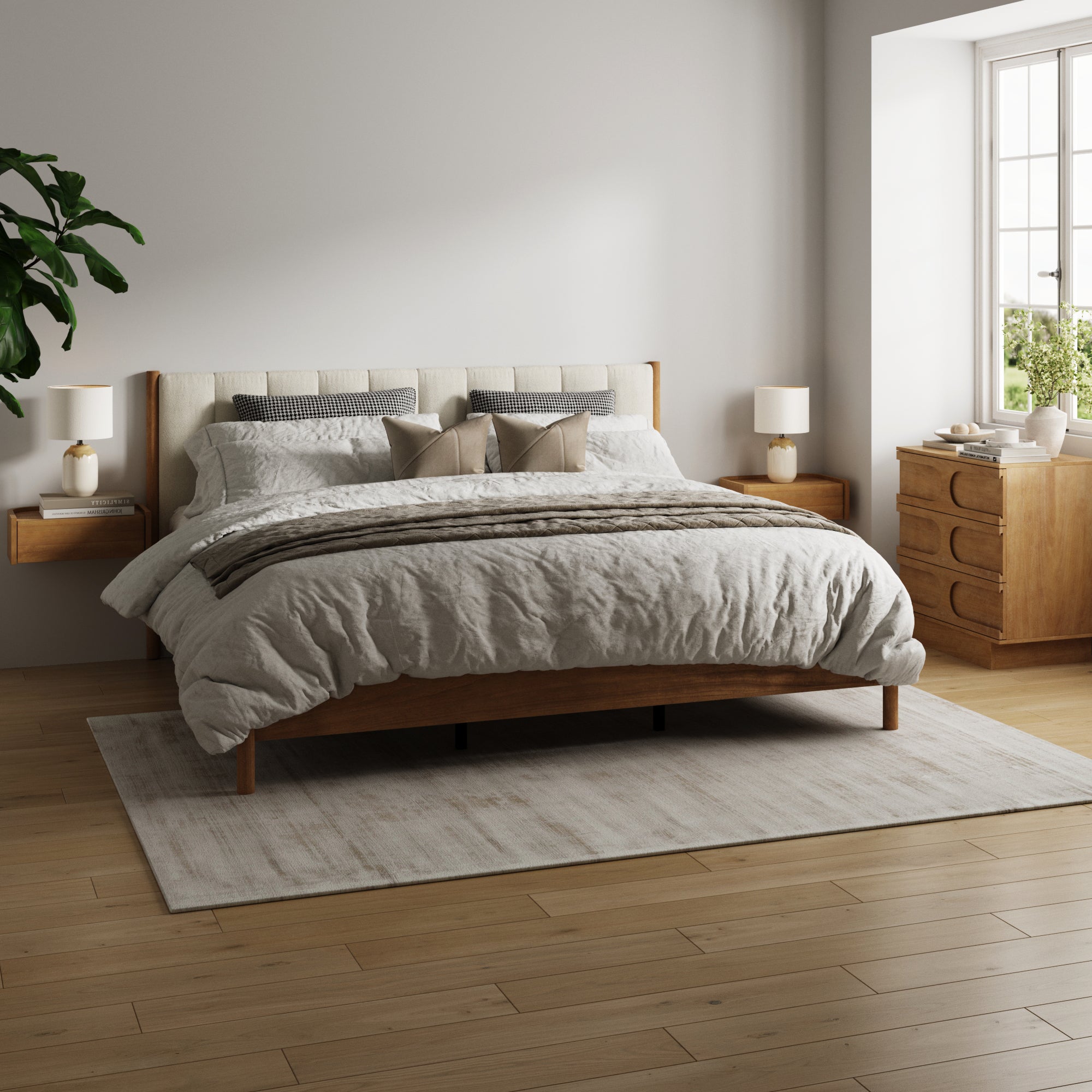 Modern King Bedroom Set with Dresser and Floating Nightstand - Nathan James