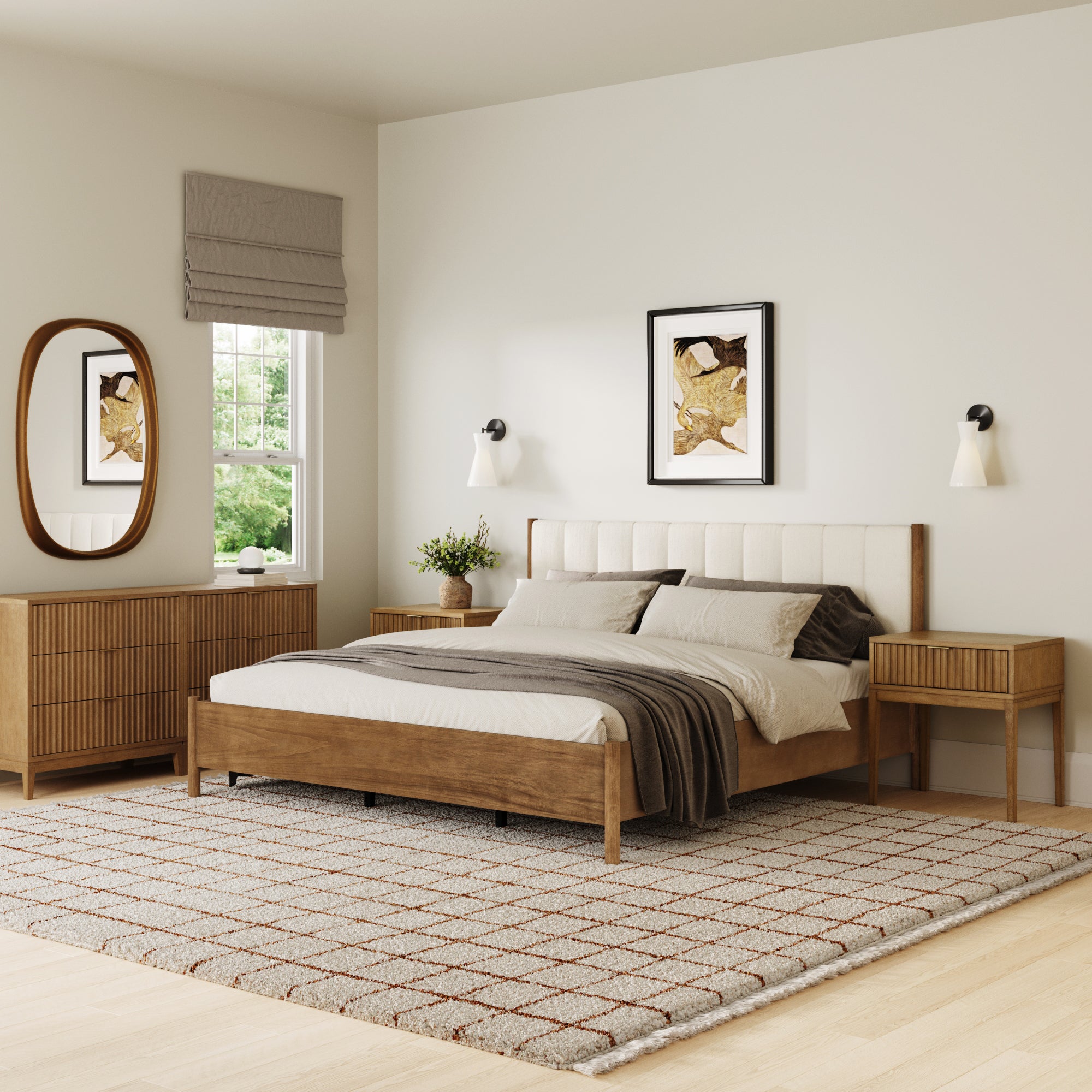 Modern King Bedroom Set with 2 Fluted Dressers and Nightstands - Nathan James