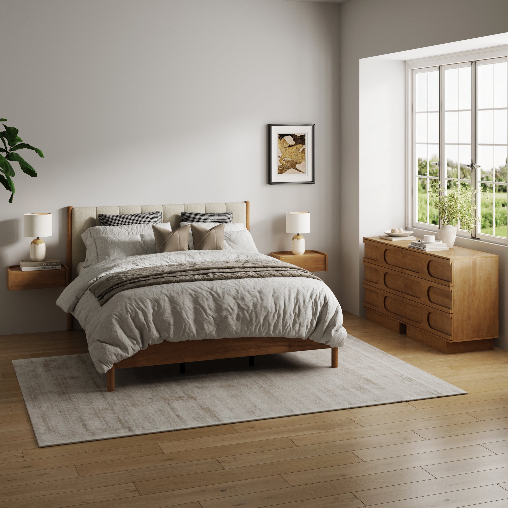 Modern Queen Bedroom Set with 2 Dressers and Floating Nightstands - Nathan James