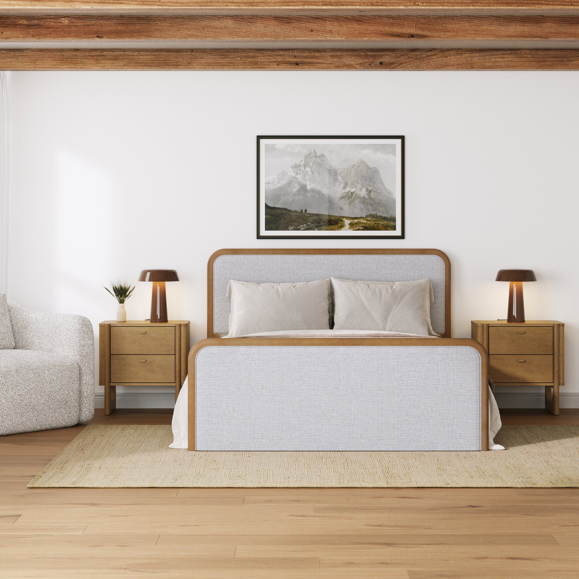Wooden Queen Bed Frame with 2 - Drawer Nightstand Set Gray/Light Brown - Nathan James