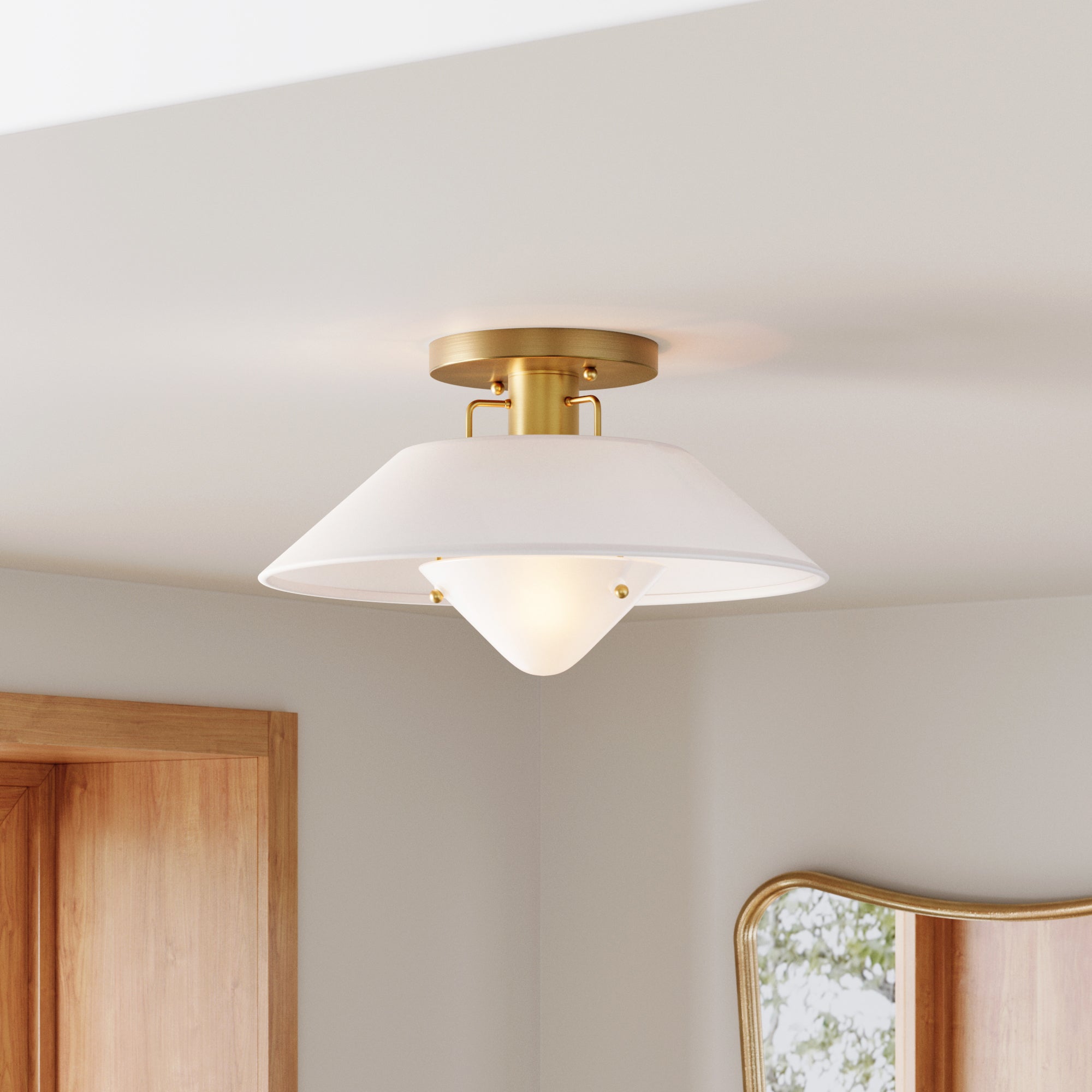 Artisan Linen Mid-Century Modern Flush Mount Ceiling Light
