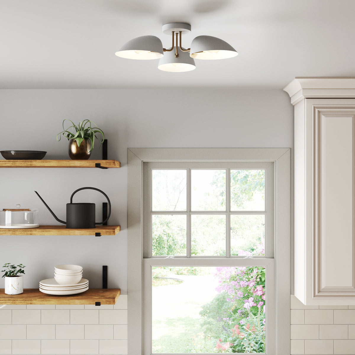 Argo Flush Mount Metal White 3-Arm | Nathan James