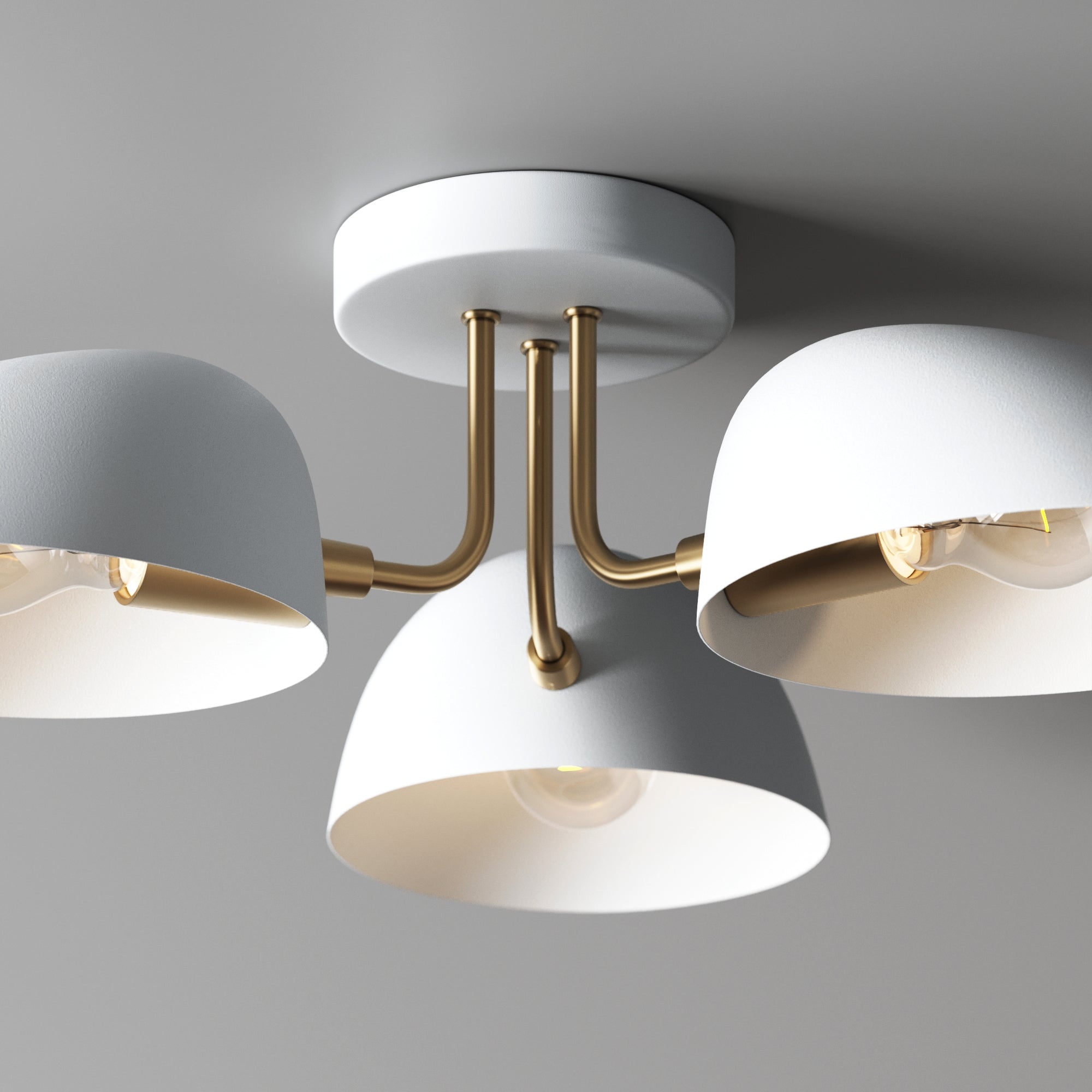 Metal 3-Arm Flush Mount Ceiling Light - Thumbnail 2