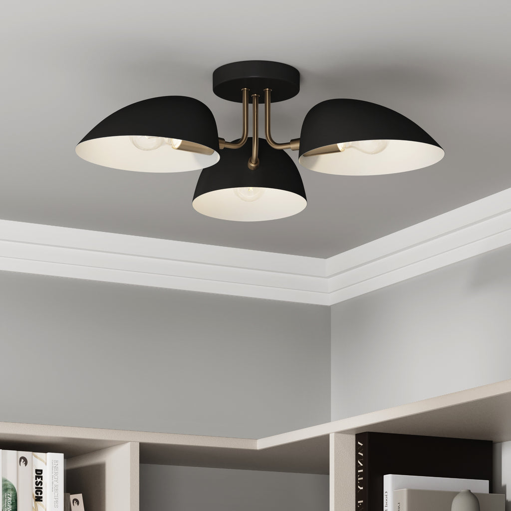 Metal 3 Arm Flush Mount Ceiling Light