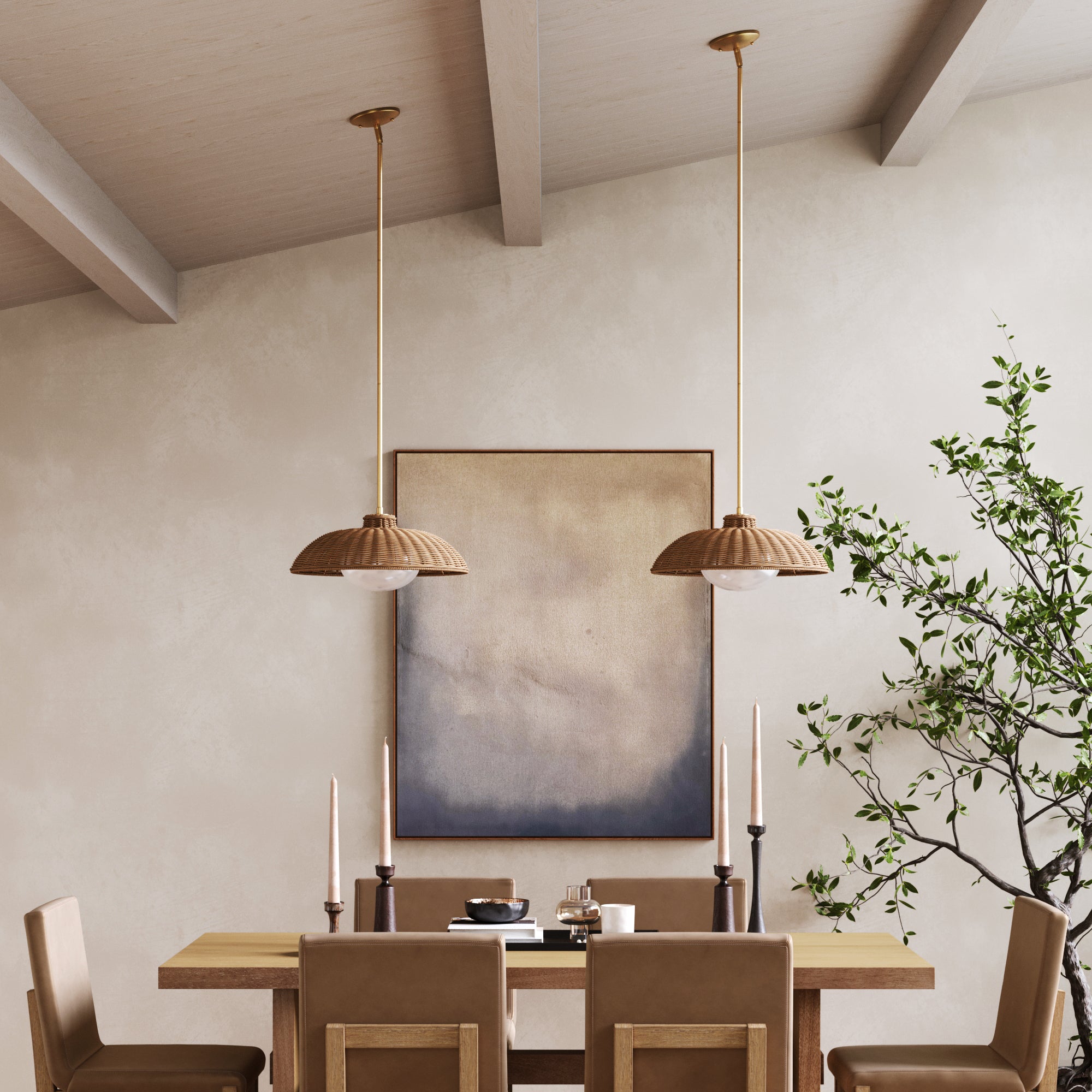 Belleville Pendant Rattan Glass Diffuser | Nathan James