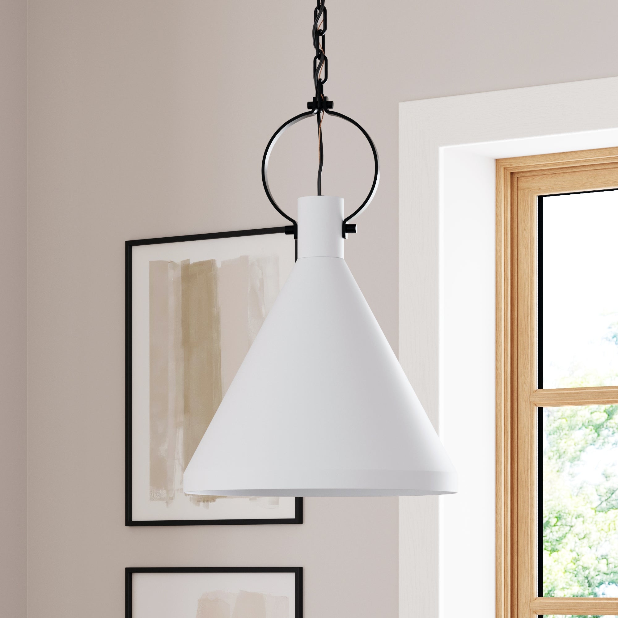 Metal Hanging Ceiling Pendant Light White