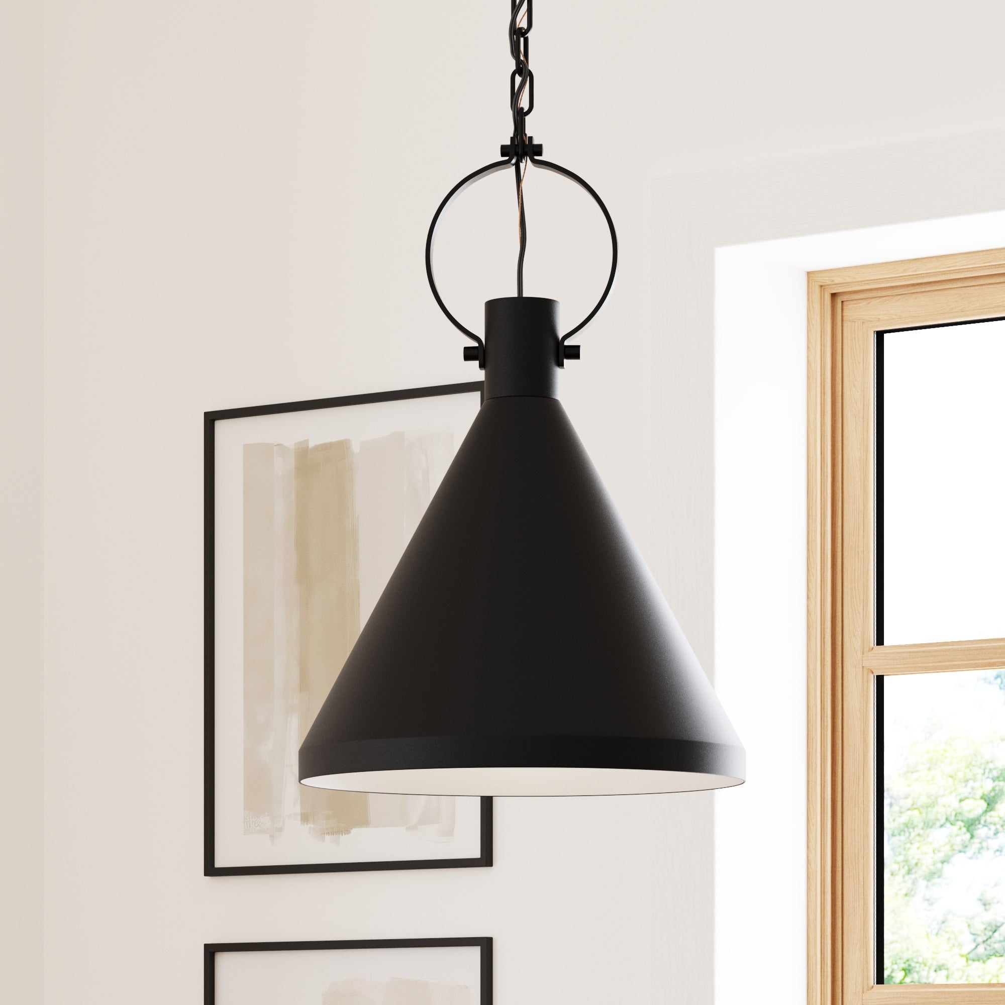 Metal Hanging Ceiling Pendant Light Black