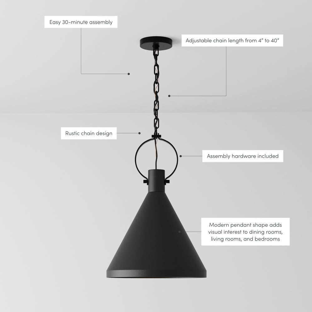 Nate Modern Black Metal Pendant Light Adjustable Chain Nathan James