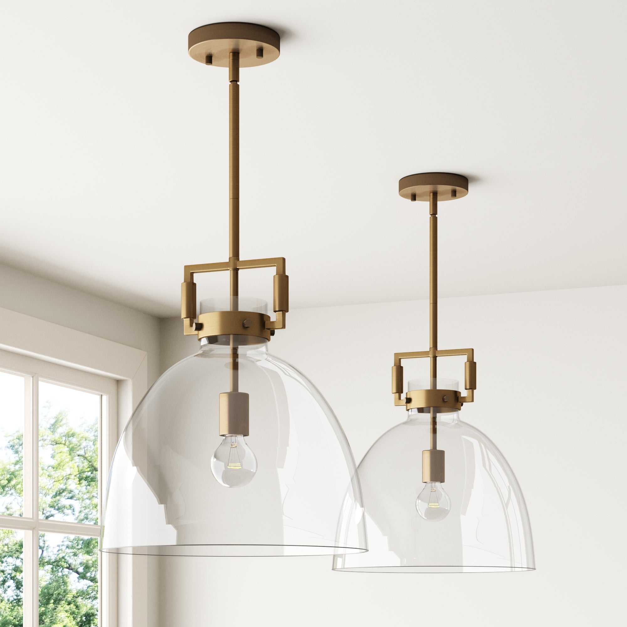 Leigh Modern Glass Dome Pendant Light Set of Nathan James