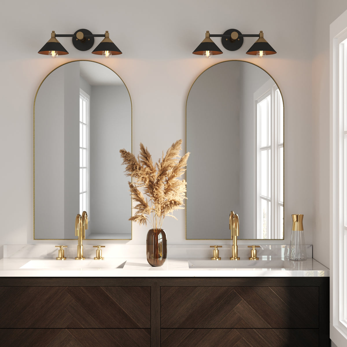 Frank Black Bathroom Vanity Light Fixture Metal Shades | Nathan James