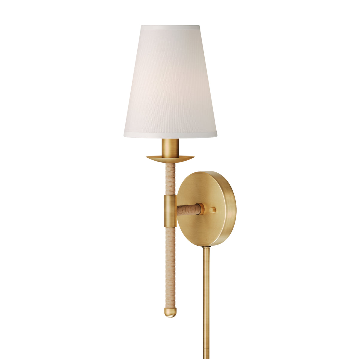 Coastal Vintaged Brass Wall Sconce with Fabric Shade - Nathan James