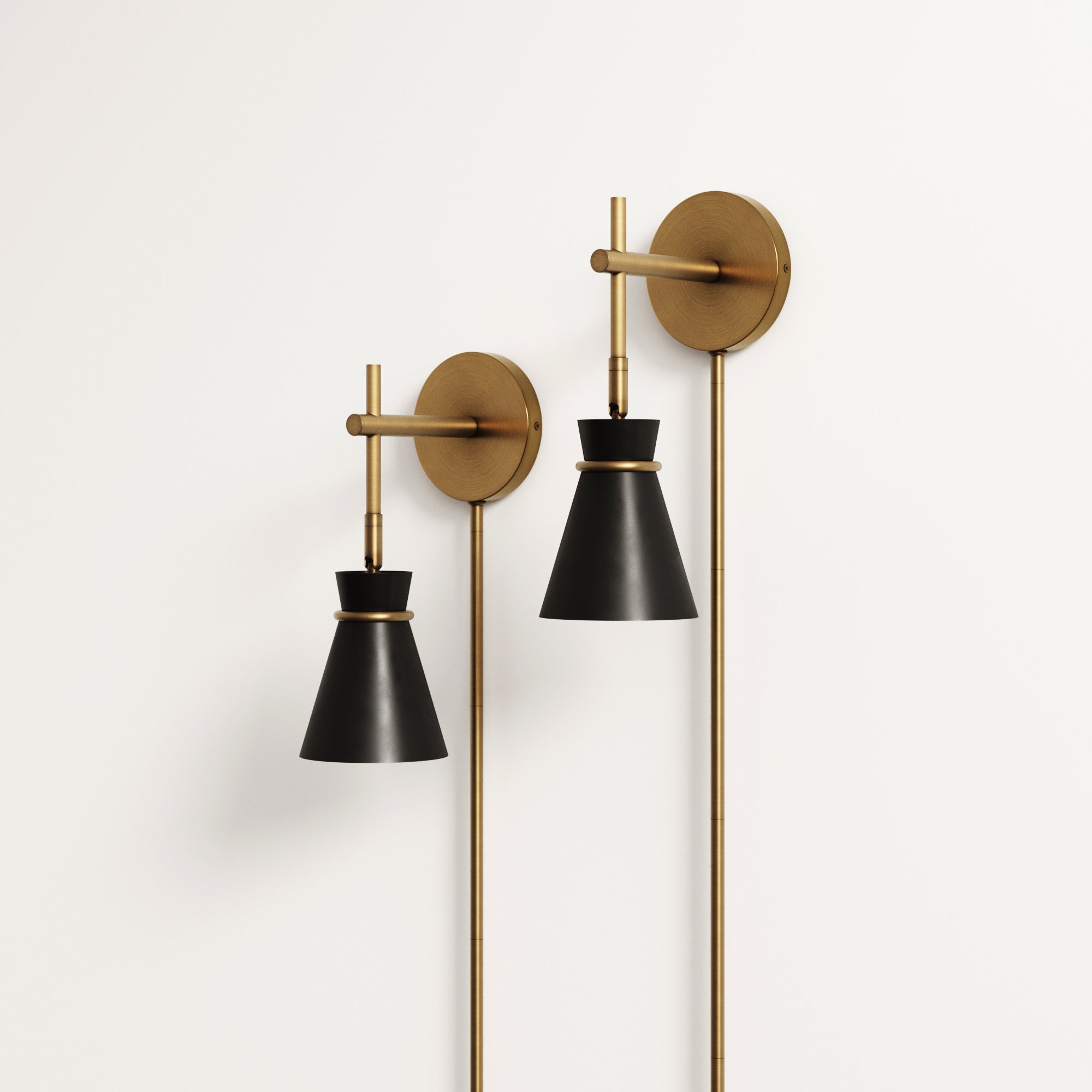 Modern Wall Light Plug-In Brass and Black (Set of 2) - Nathan James