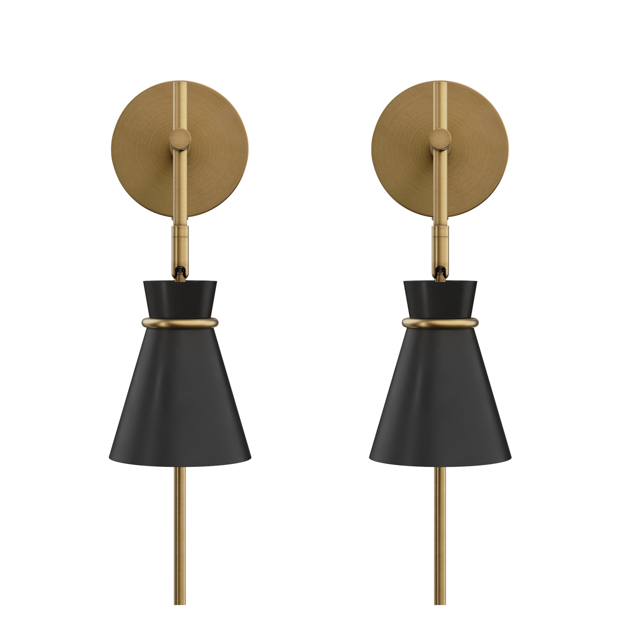 Modern Wall Light Plug-In Brass and Black (Set of 2) - Nathan James