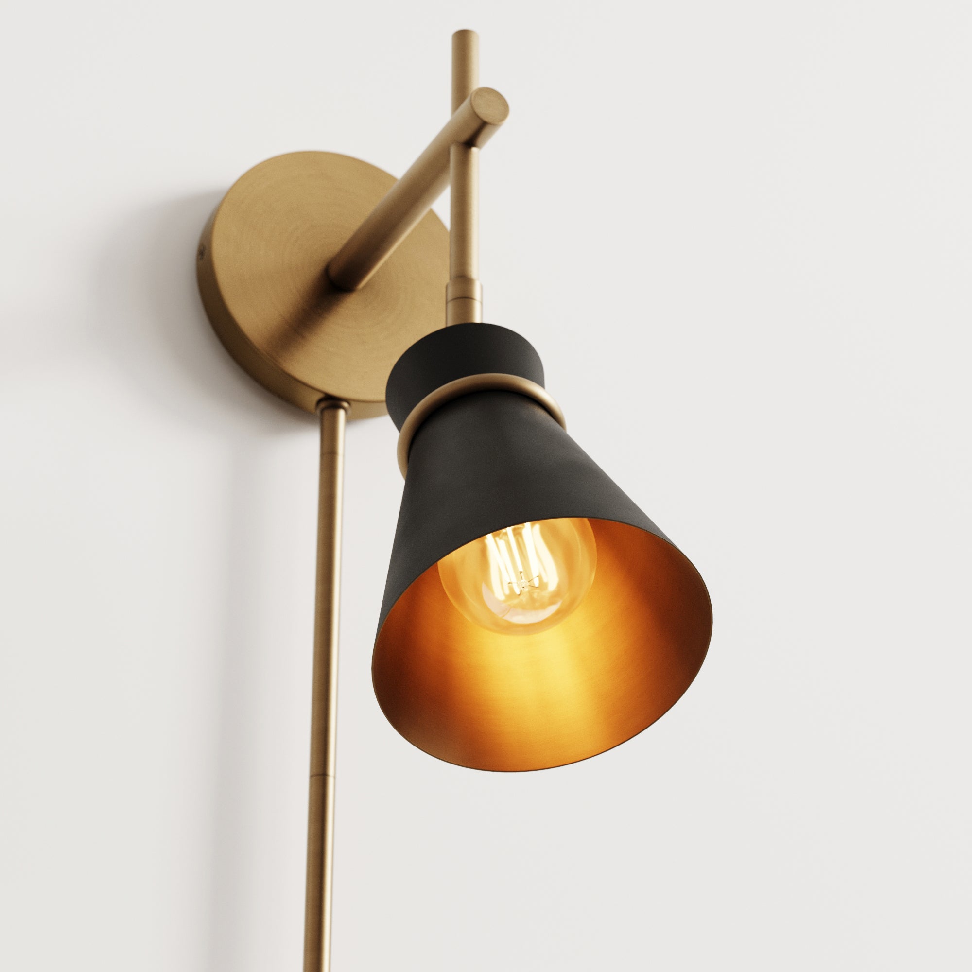 Modern Wall Light Plug-In Brass and Black (Set of 2) - Nathan James