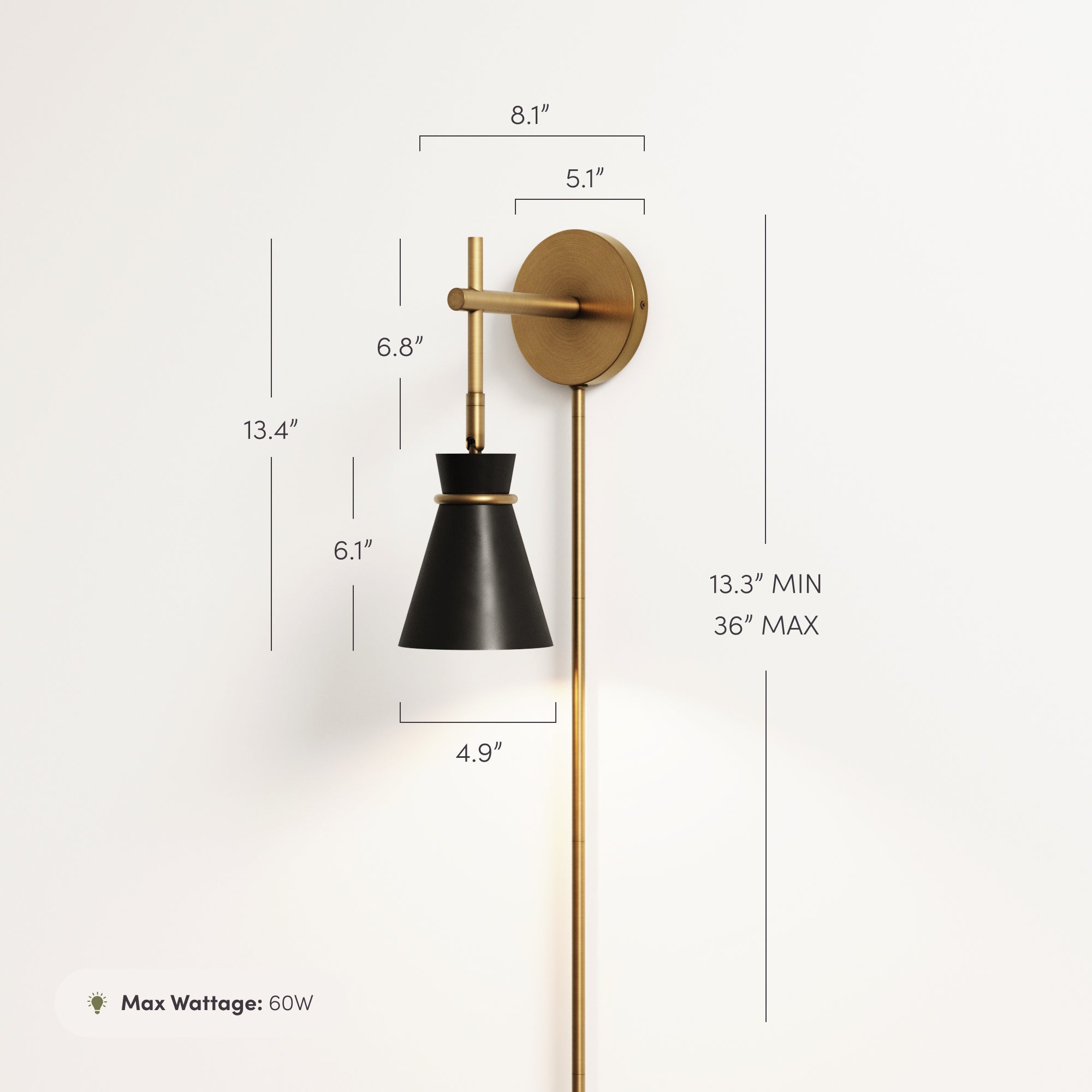Modern Wall Light Plug-In Brass and Black (Set of 2) - Nathan James