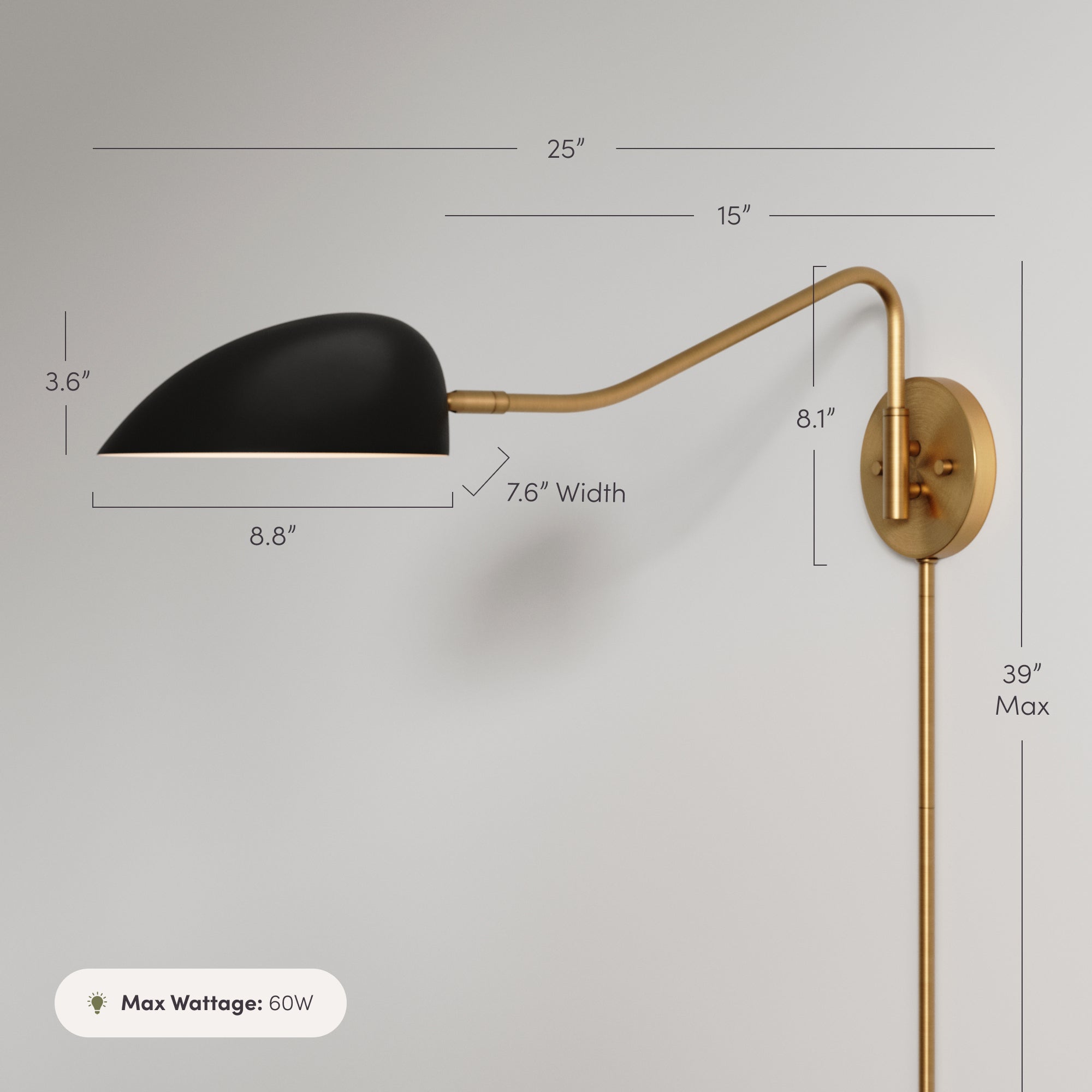 Bilson Mid-Century Wall Light Metal Plug-In | Nathan James