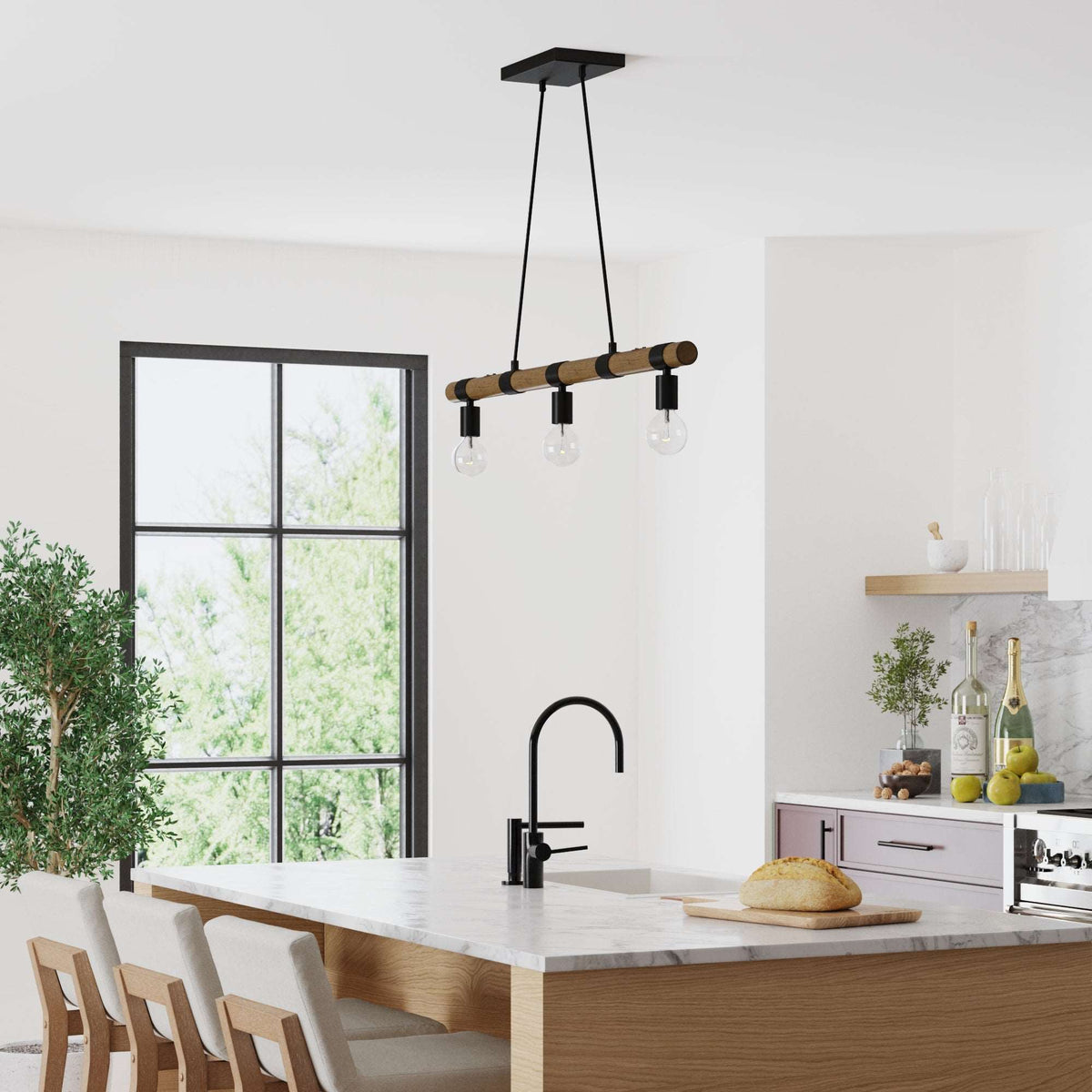 Henry Black Metal Farmhouse Kitchen Pendant Chandelier Nathan James