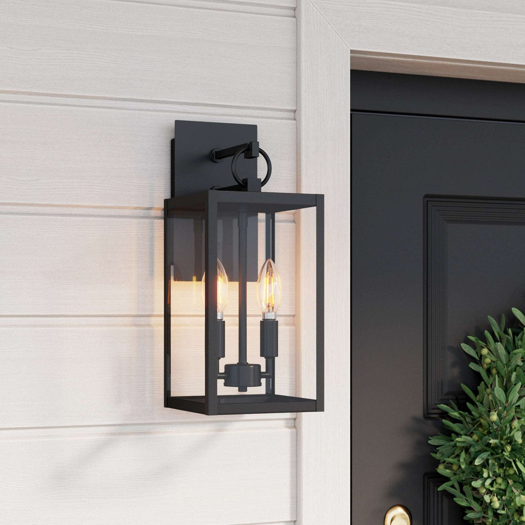 Metal Lantern Outdoor 2 Bulb Wall Light