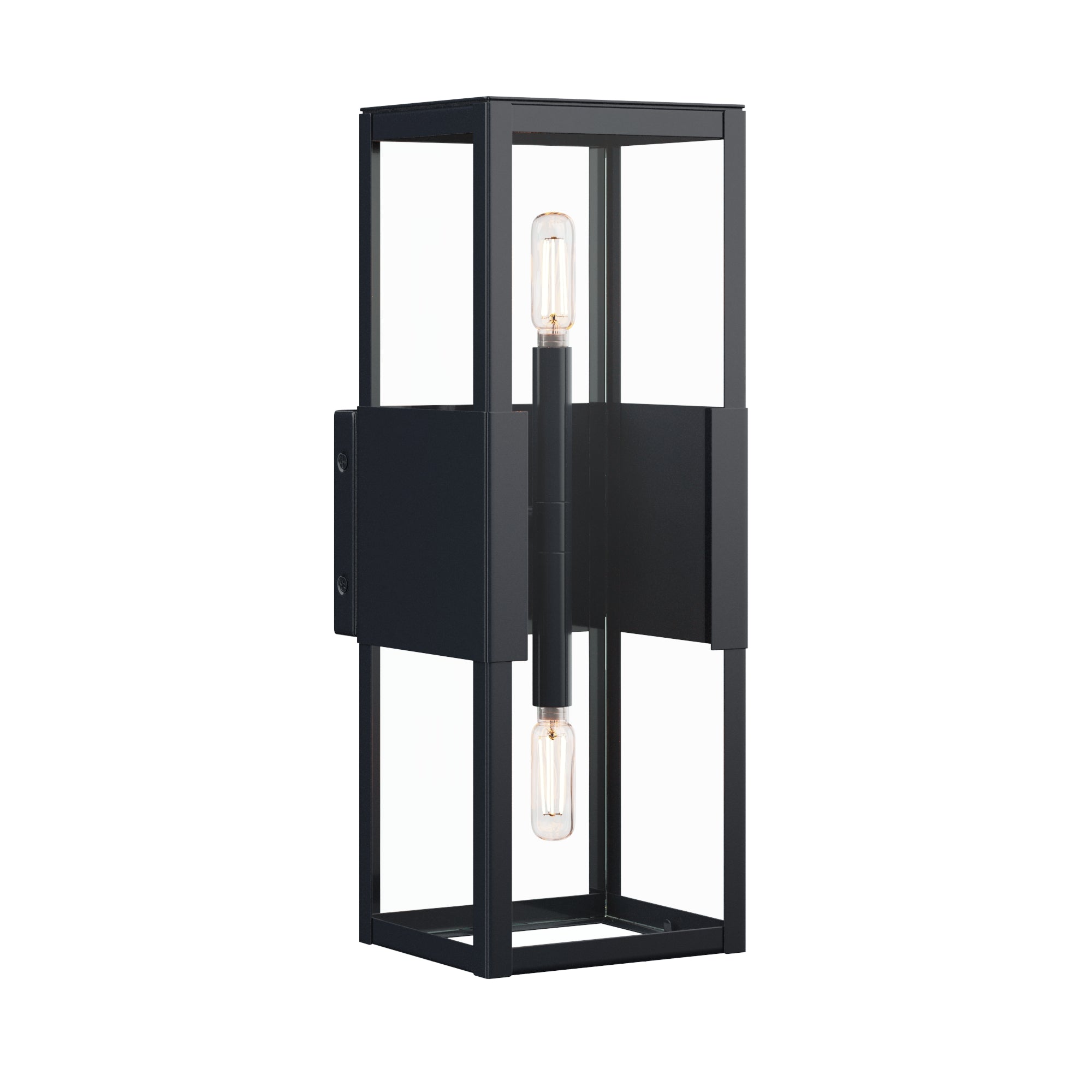 Julio Modern Outdoor Glass 2-Bulb Wall Light Black | Nathan James