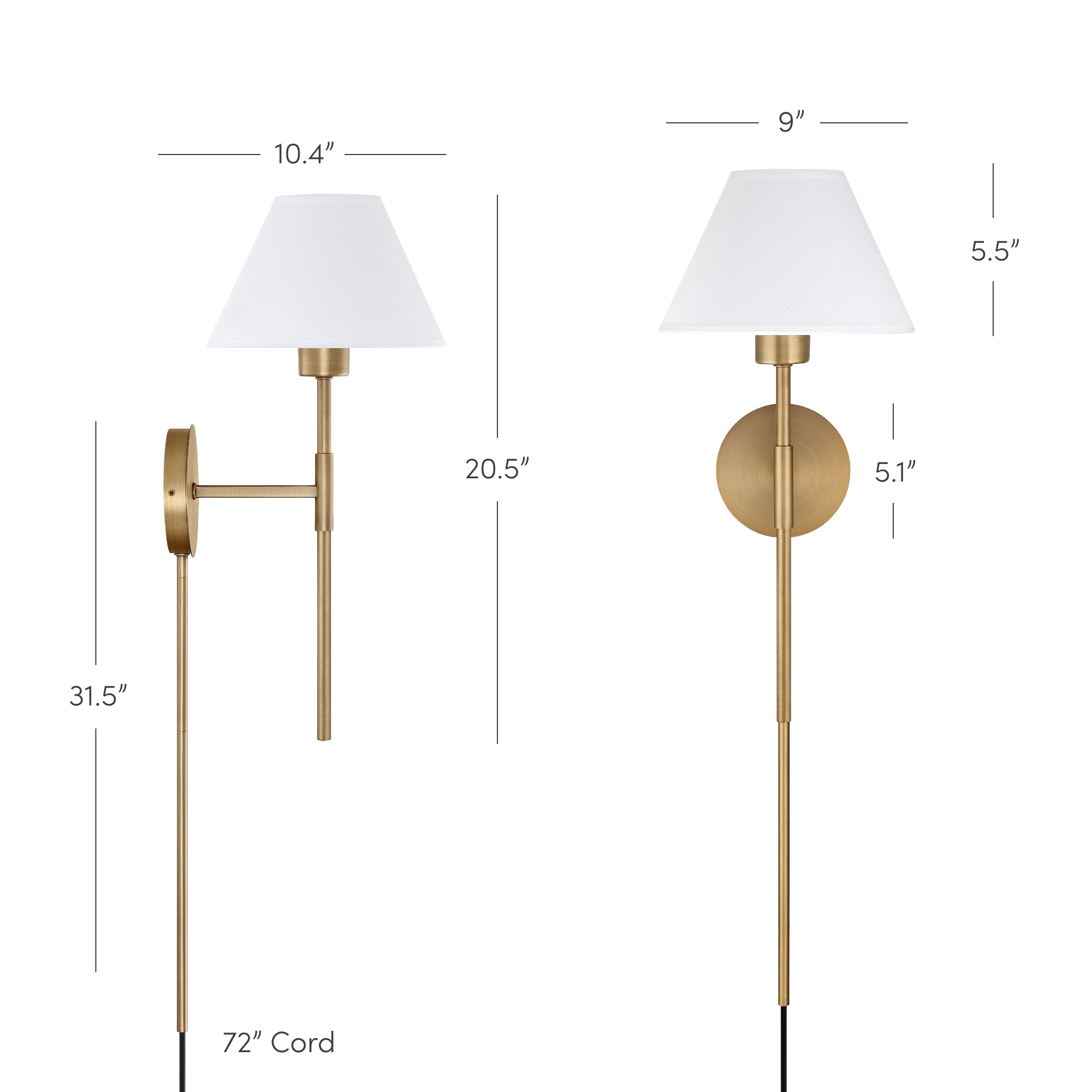 Plug-in Cotton Shade Wall Lights (Set of 2) - Thumbnail 3